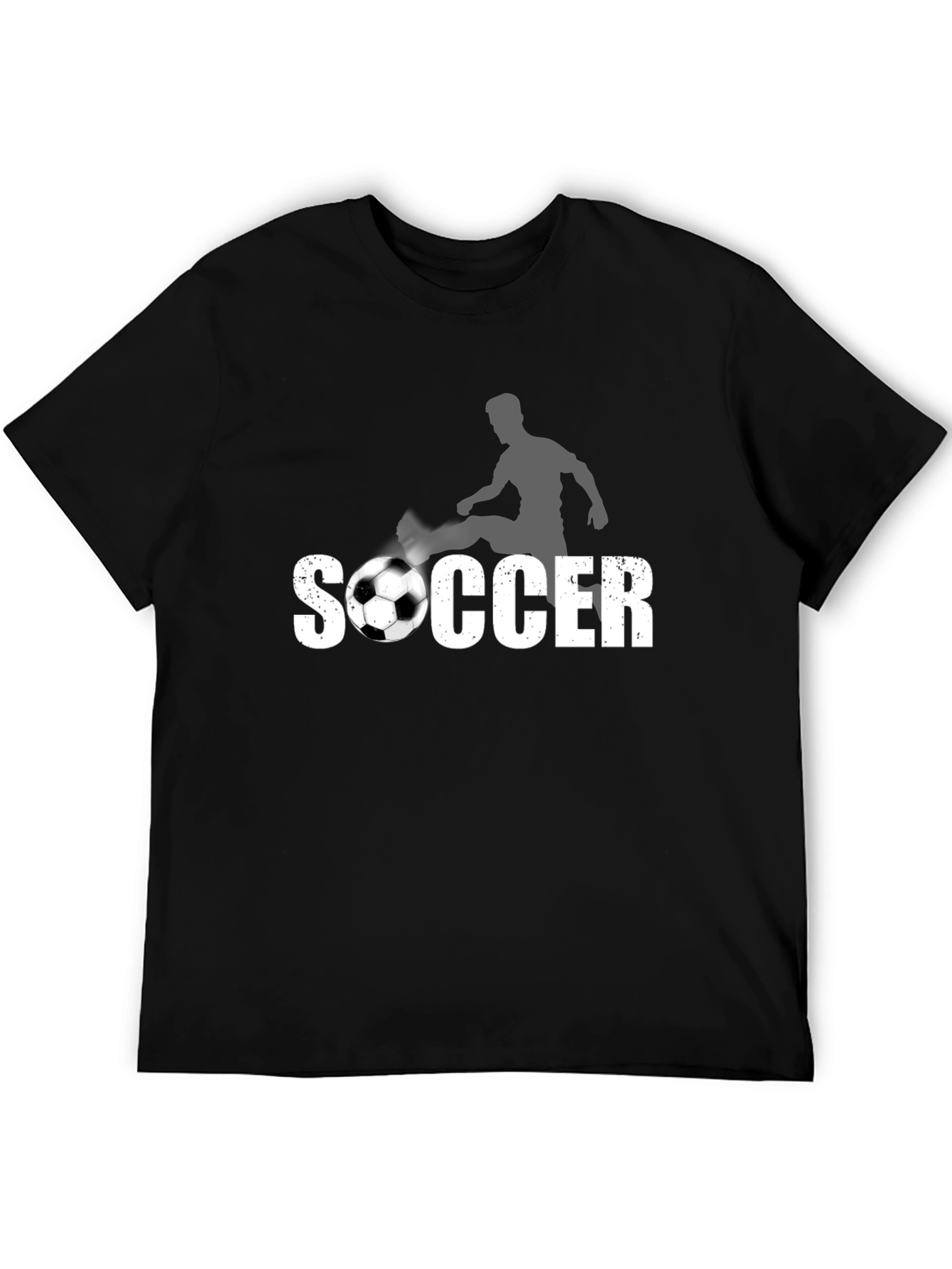 Soccer Graphic Print Black T-Shirt