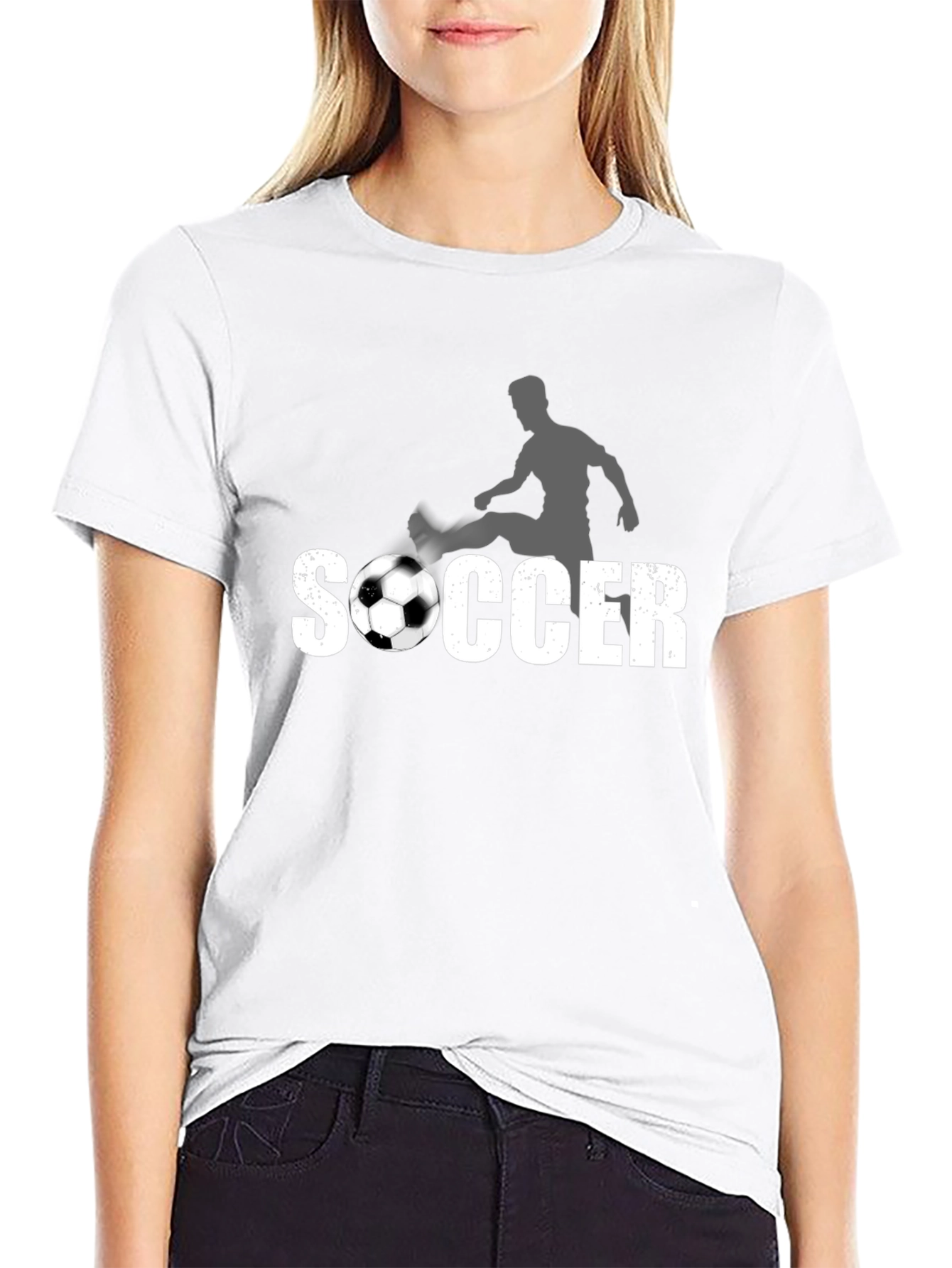 Soccer Graphic Print Black T-Shirt