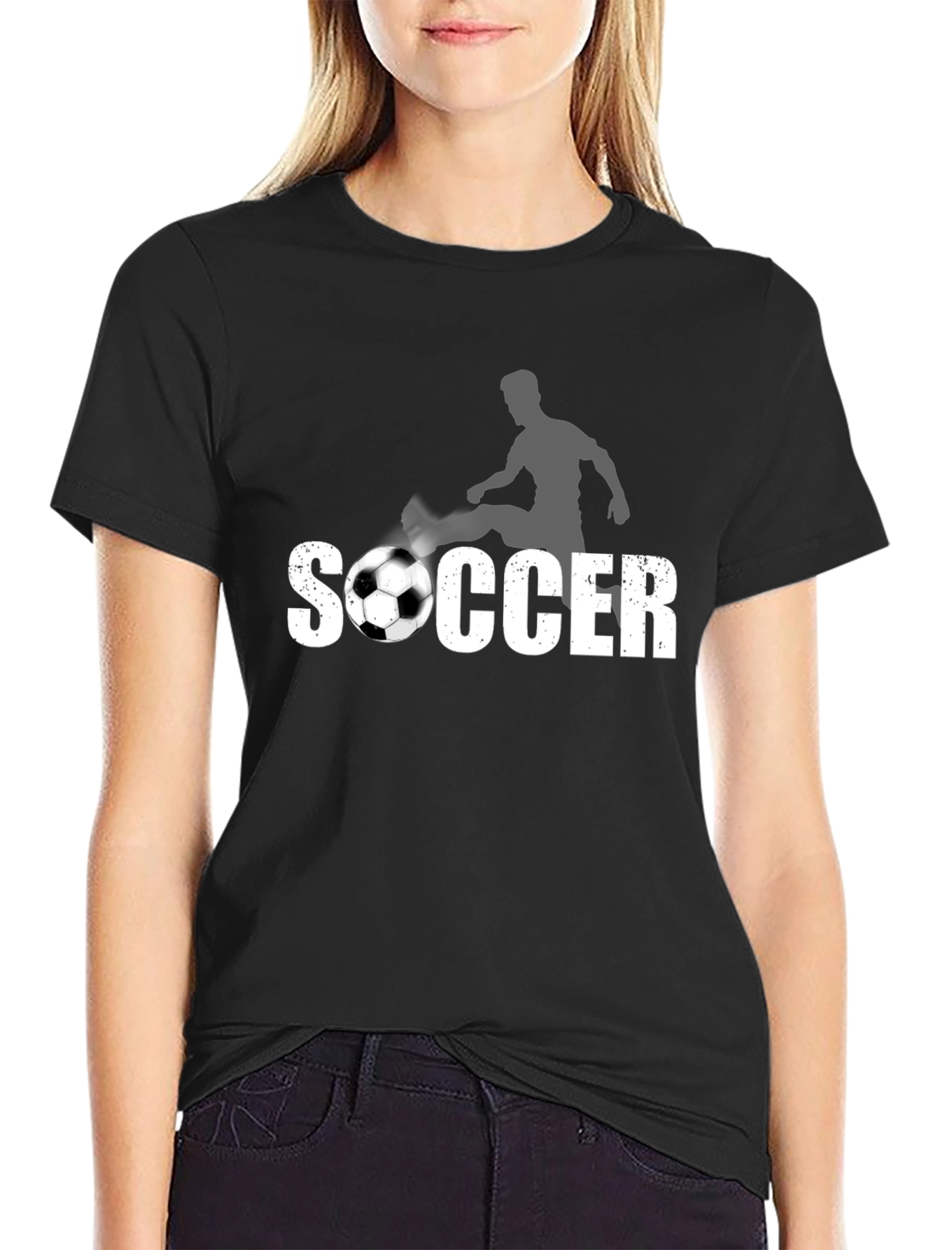 Soccer Graphic Print Black T-Shirt
