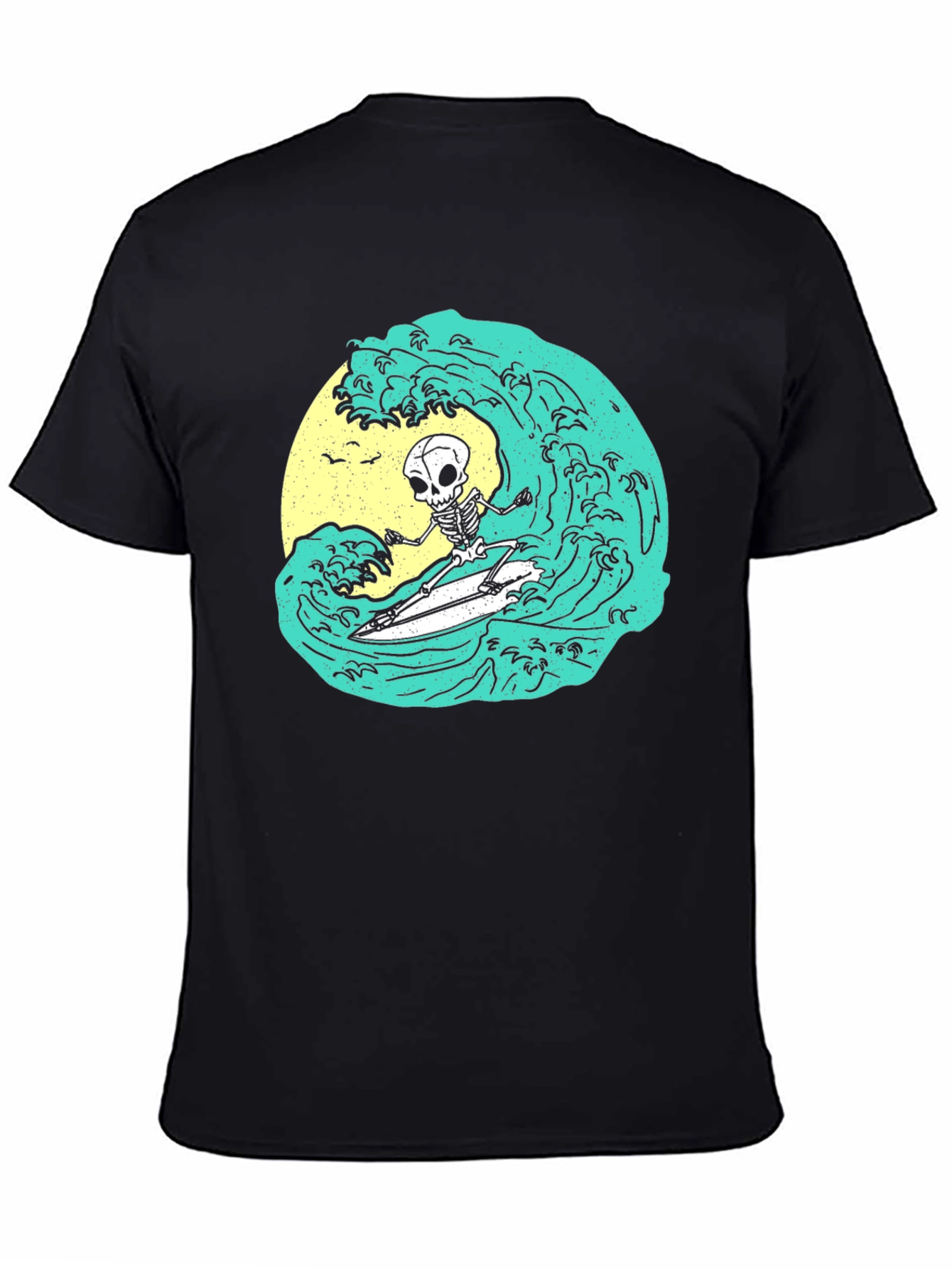 Skeleton Surfer Wave Graphic Tee