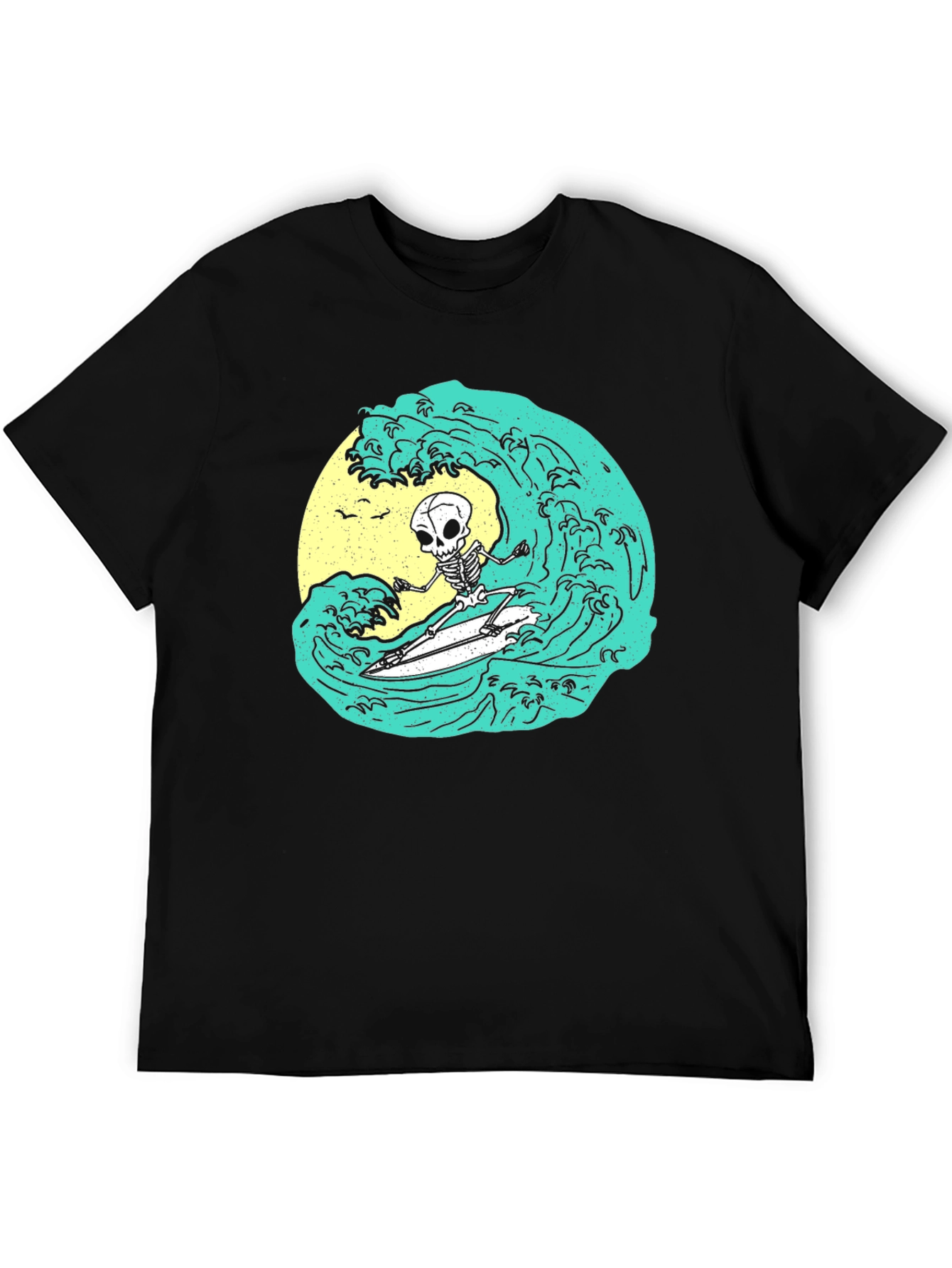 Skeleton Surfer Wave Graphic Tee