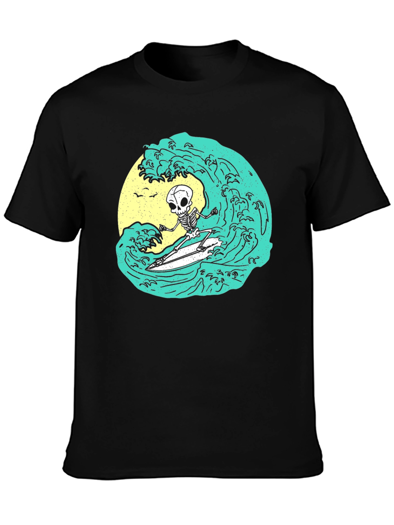 Skeleton Surfer Wave Graphic Tee