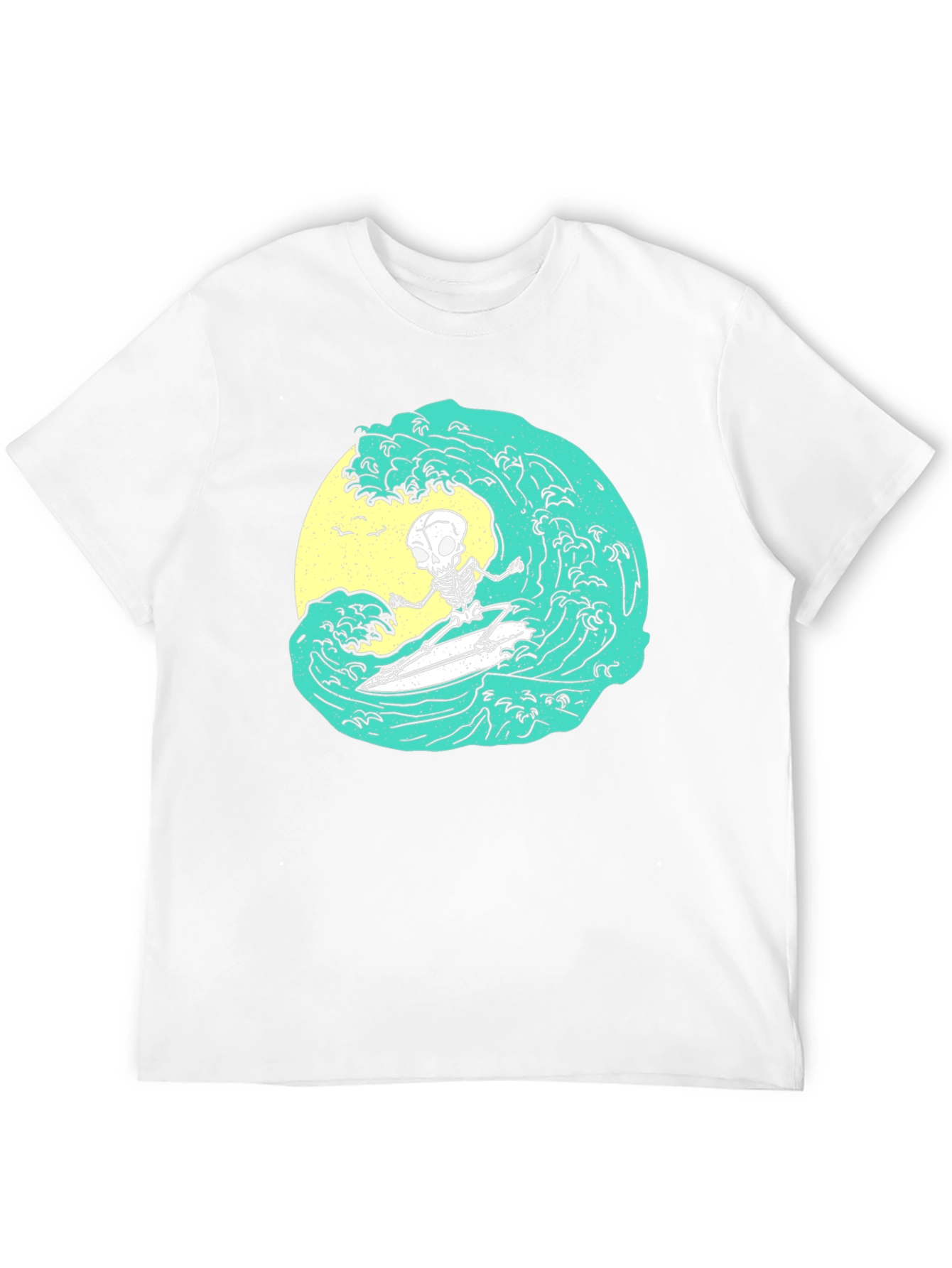 Skeleton Surfer Wave Graphic Tee