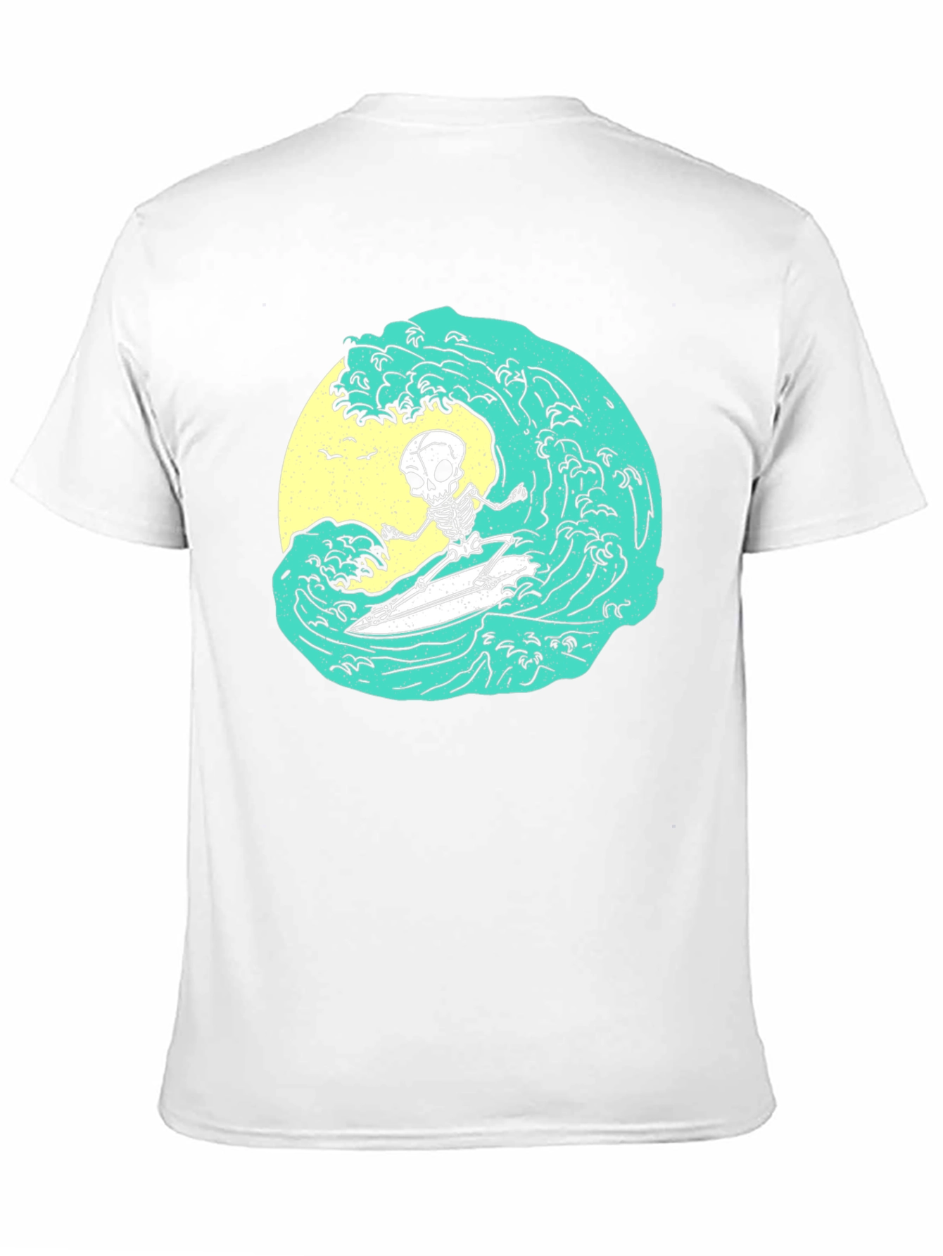 Skeleton Surfer Wave Graphic Tee