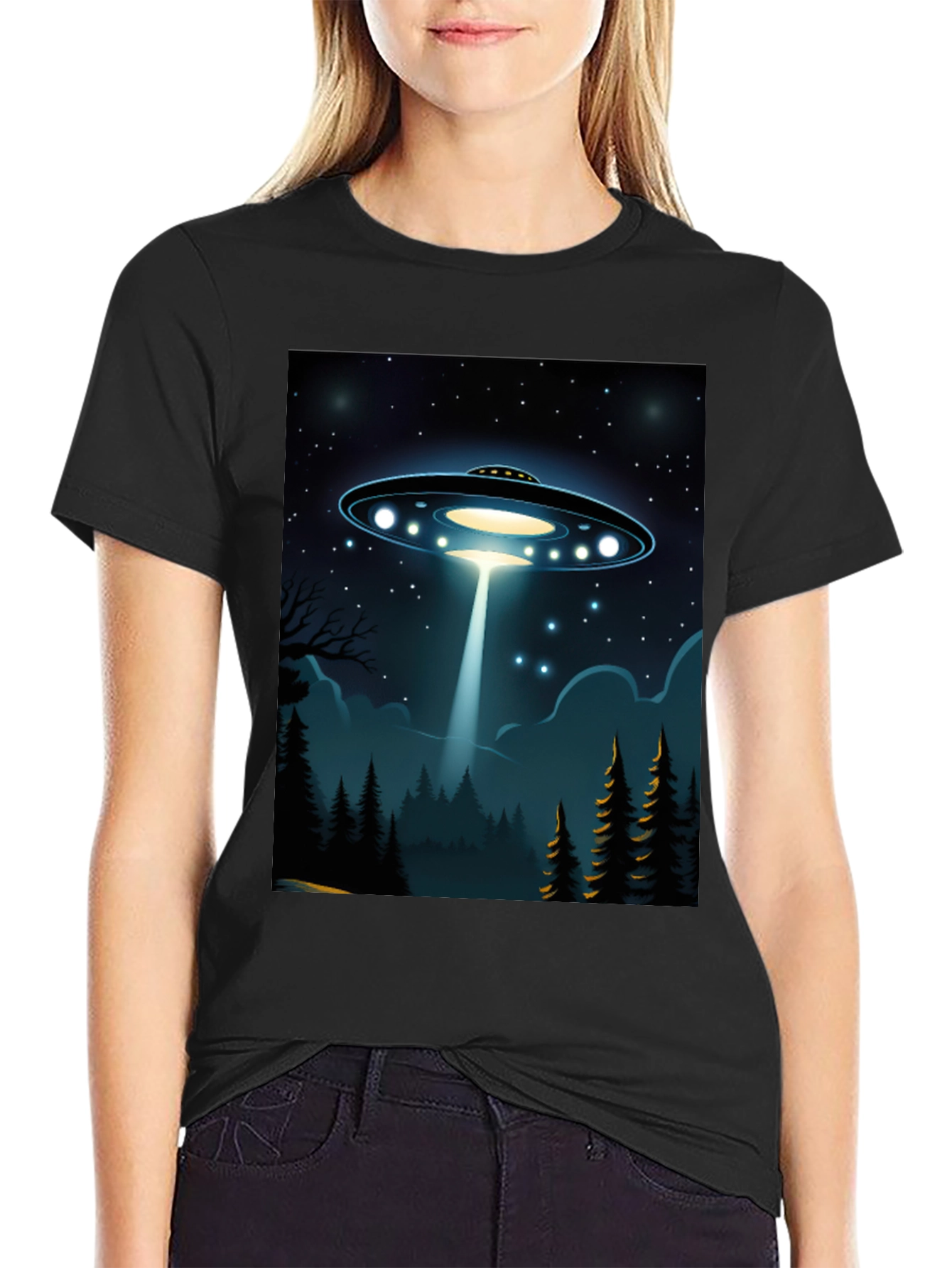 UFO Abduction Graphic Tee - Sci-Fi Mens T-Shirt