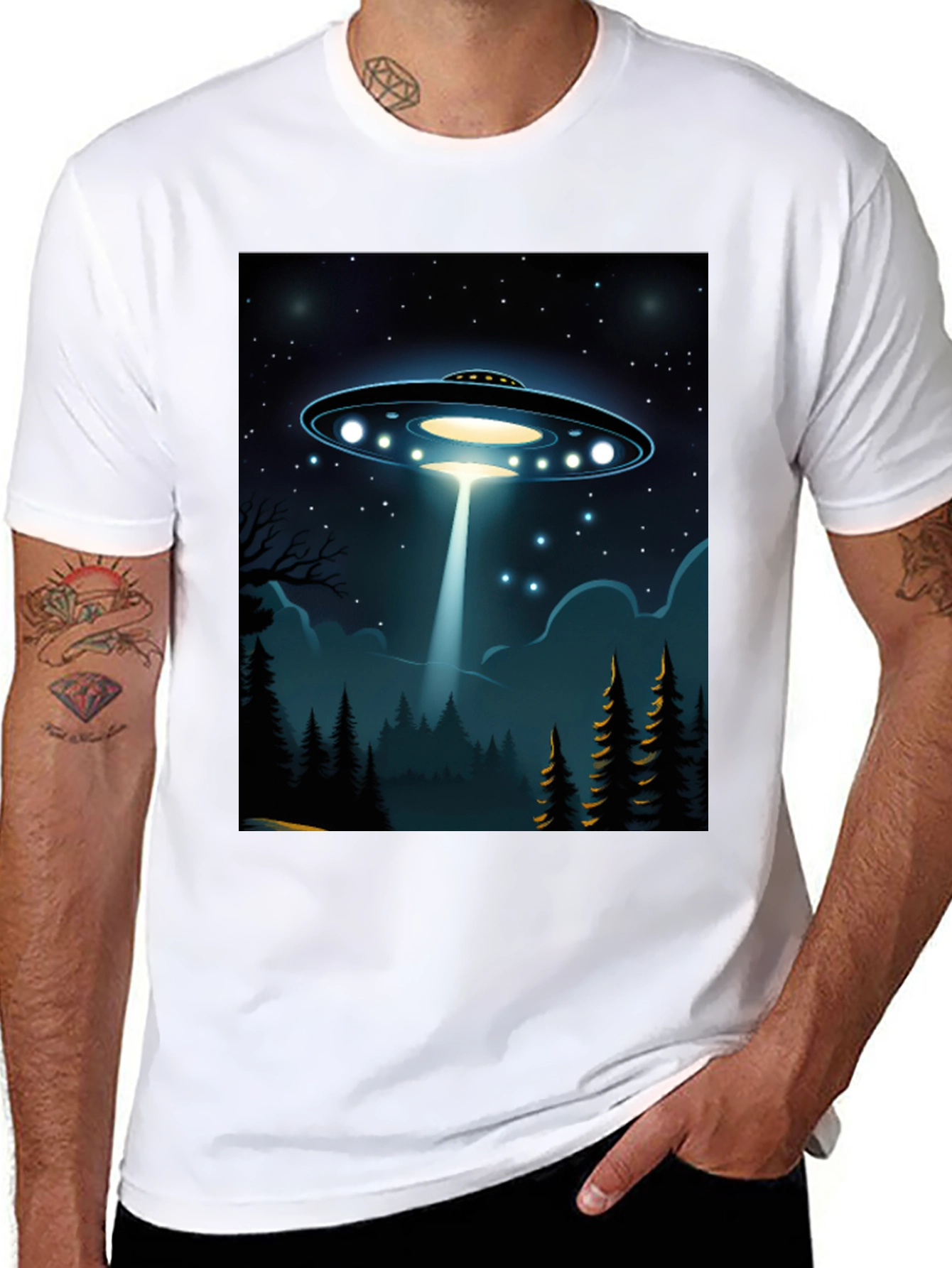 UFO Abduction Graphic Tee - Sci-Fi Mens T-Shirt