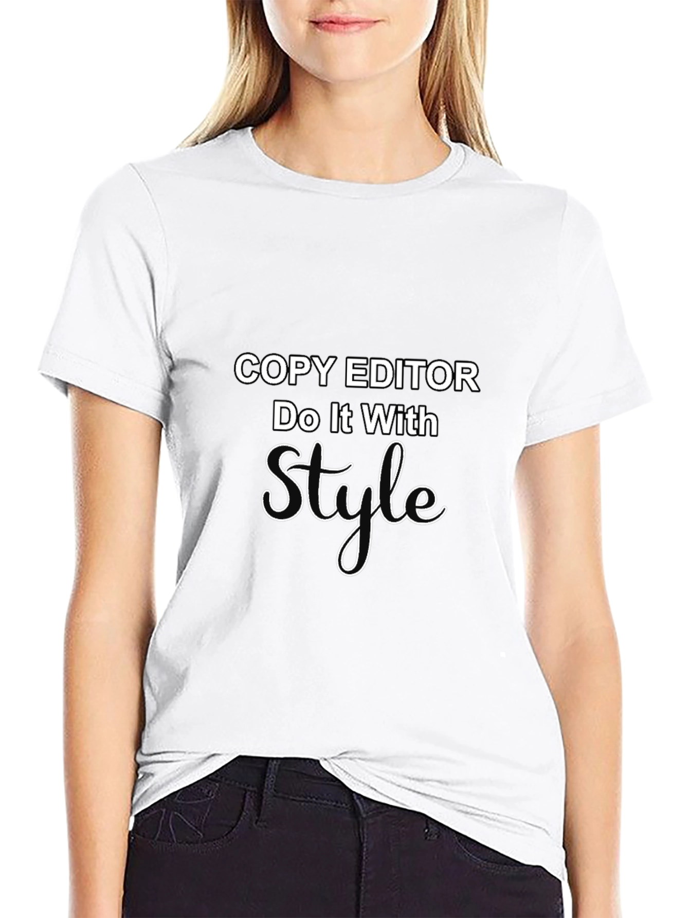 Copy Editor Style Tee - Black Cotton Blend