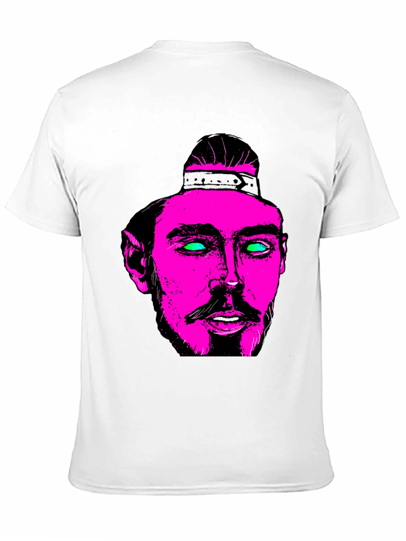 Pink & Green Neon Face Graphic Black T-Shirt