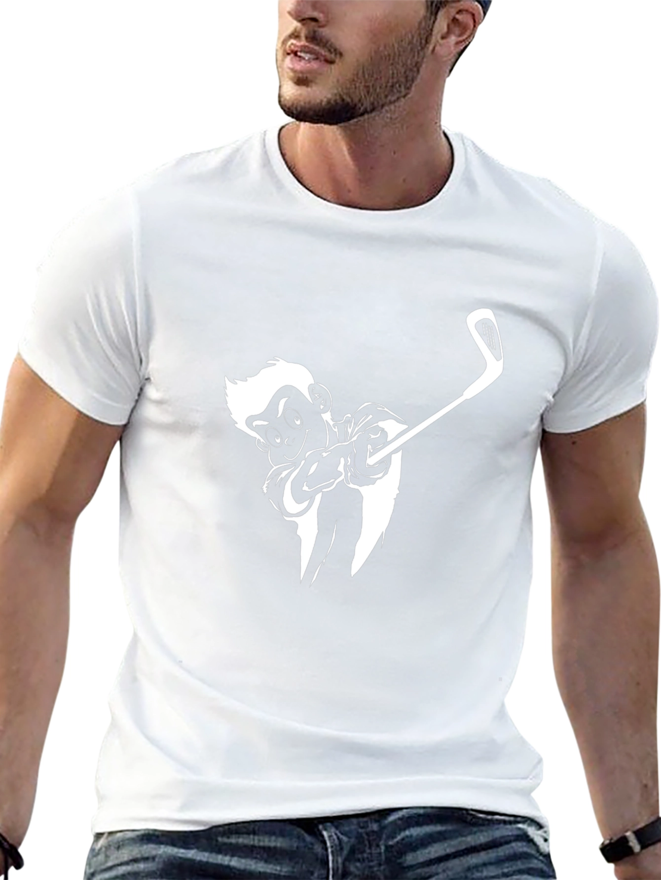 Monkey Golfing Black T-Shirt