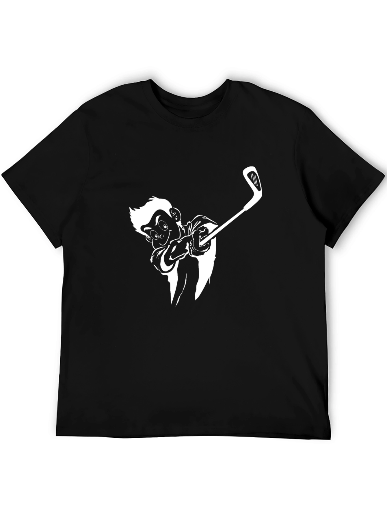 Monkey Golfing Black T-Shirt