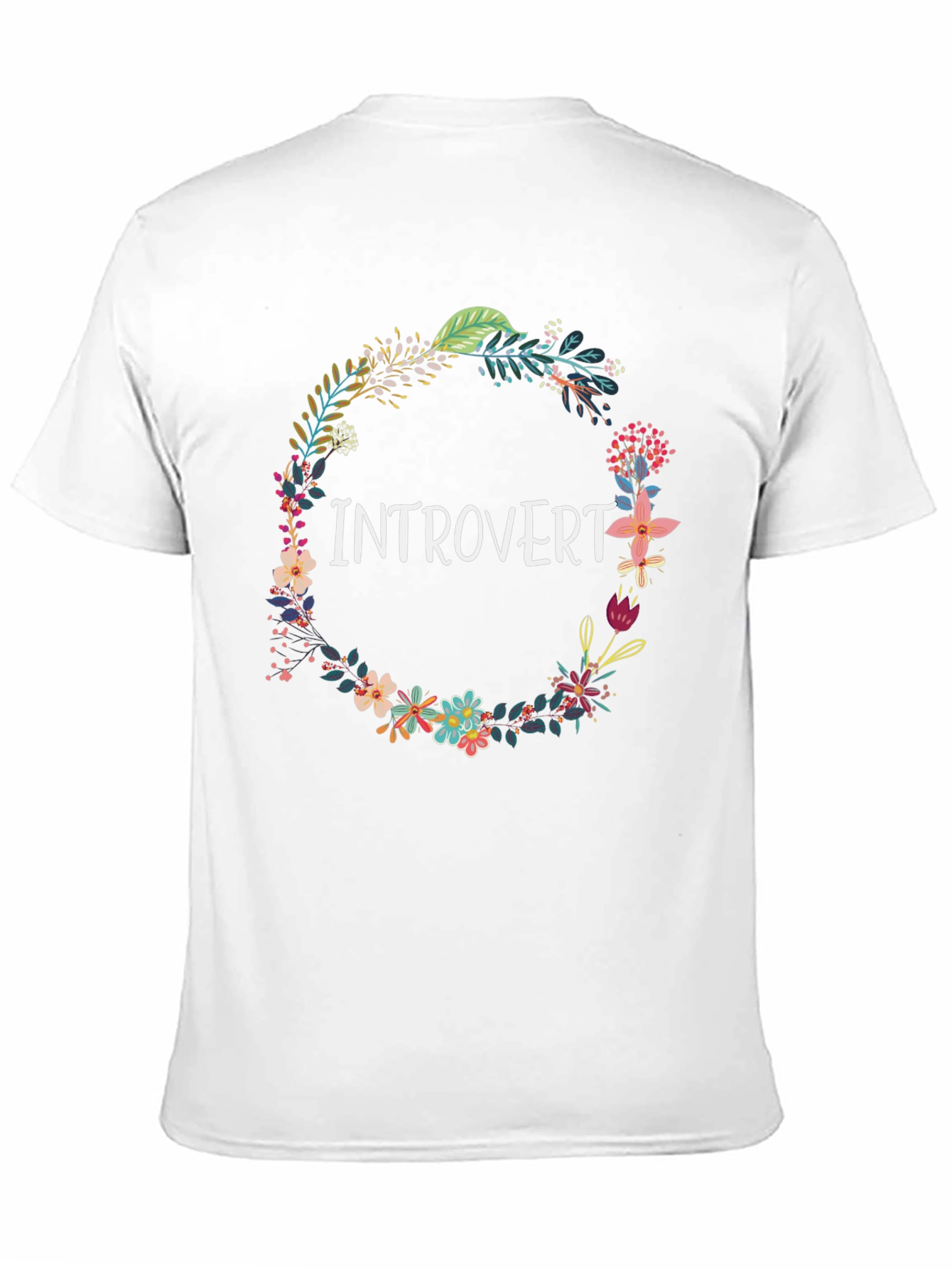 Introvert Floral Wreath Black T-Shirt