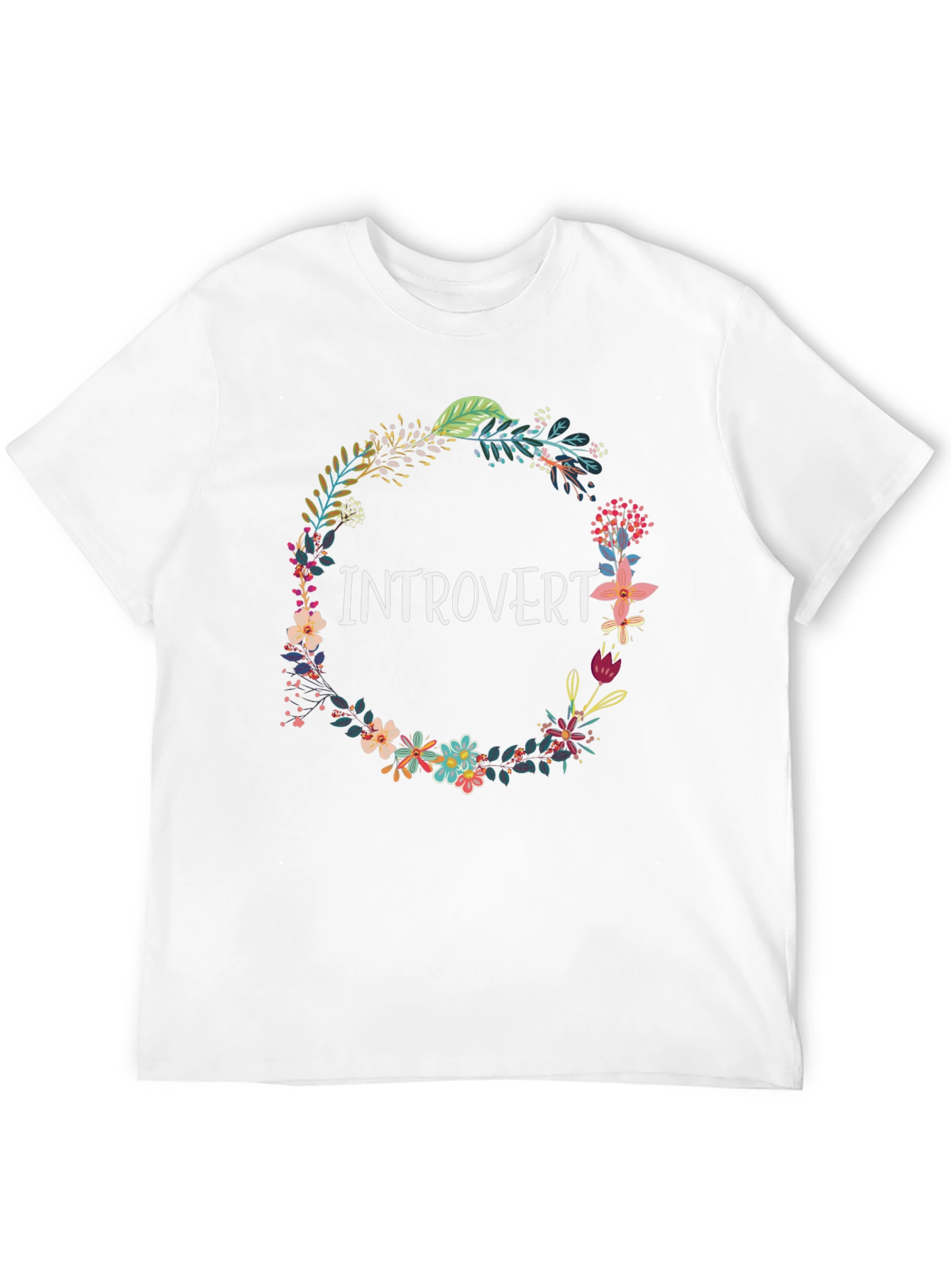 Introvert Floral Wreath Black T-Shirt