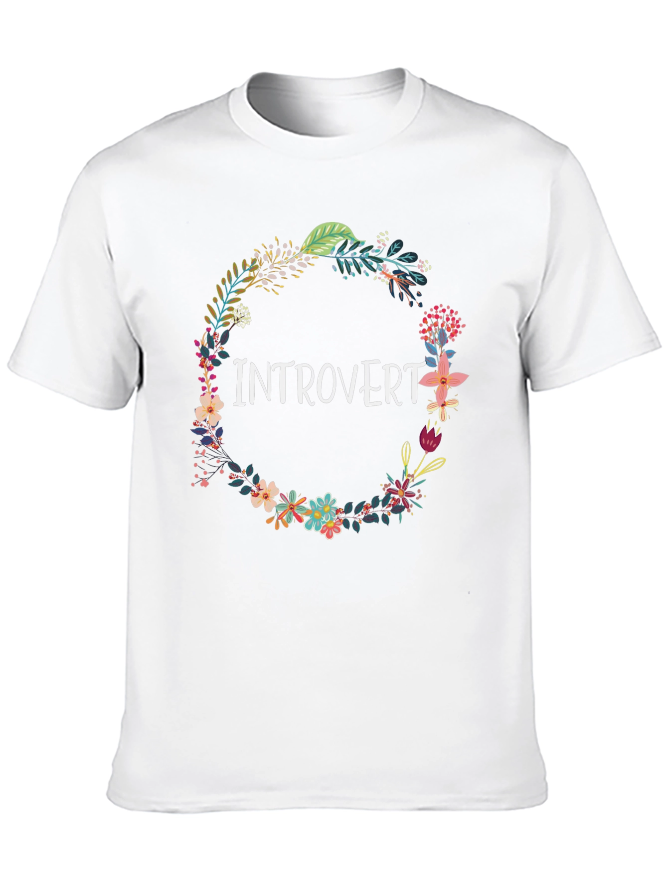 Introvert Floral Wreath Black T-Shirt