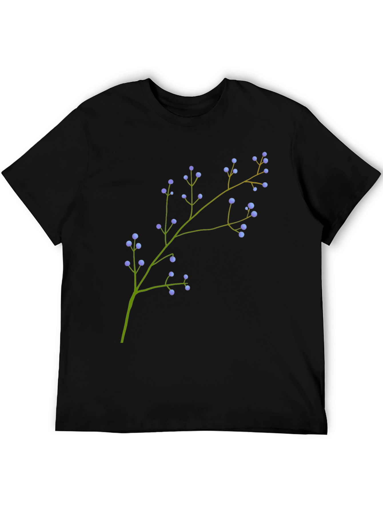 Mens Black Tee with Floral Branch Print