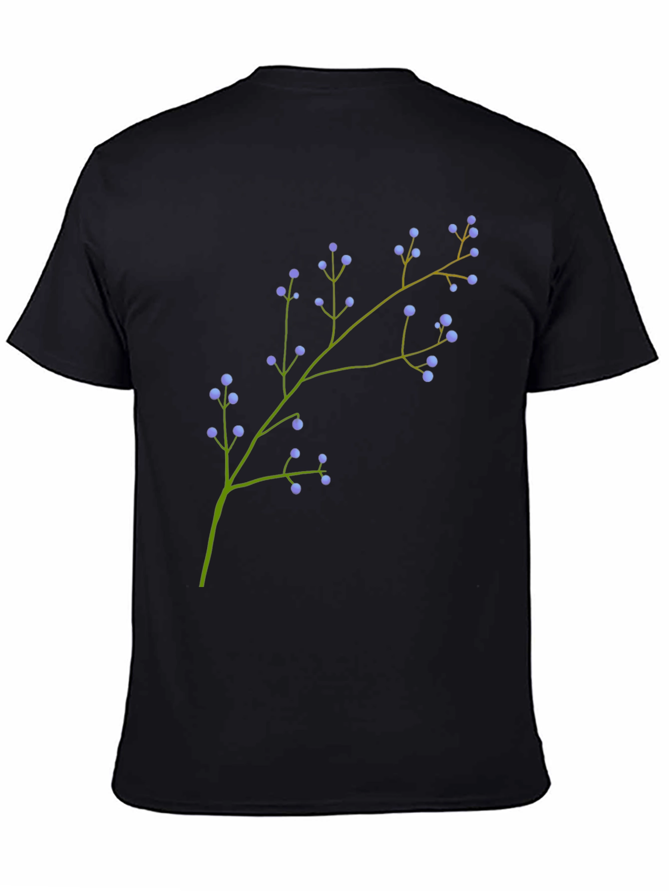 Mens Black Tee with Floral Branch Print