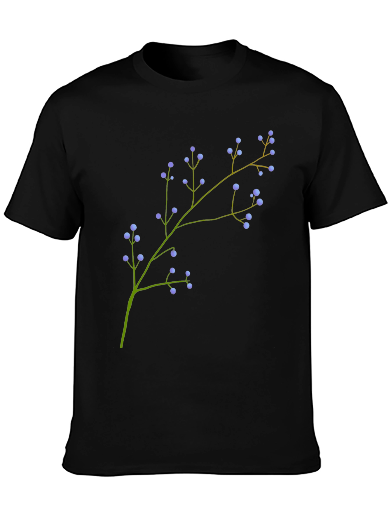 Mens Black Tee with Floral Branch Print