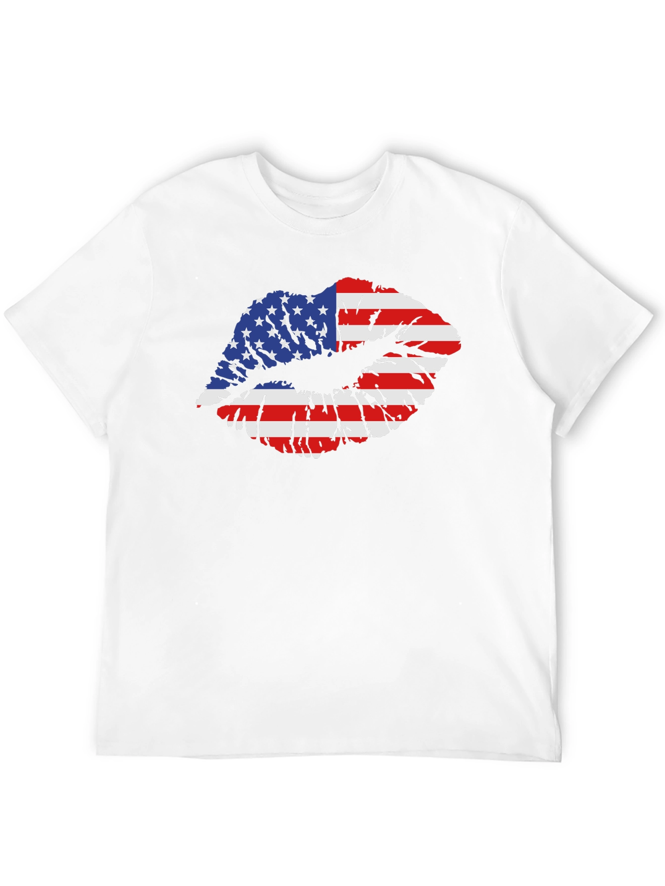 American Flag Lips Graphic Black T-Shirt
