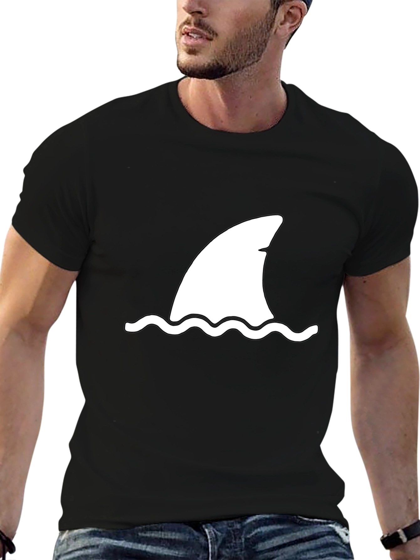 Shark Fin Graphic T-Shirt - Black