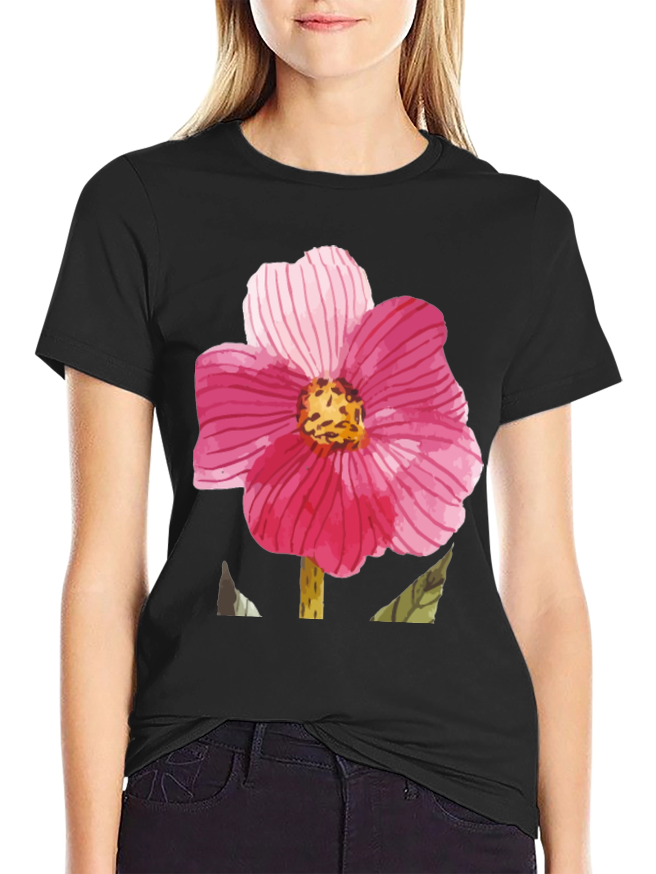 Floral Print Black T-Shirt