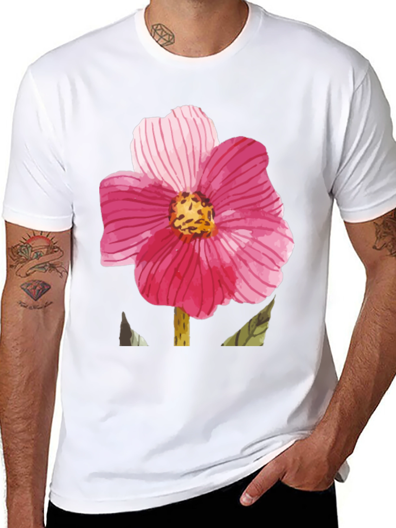 Floral Print Black T-Shirt