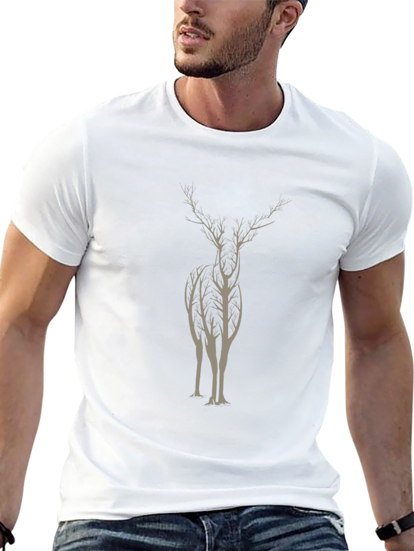 Nature-Inspired Deer Tree Graphic Tee