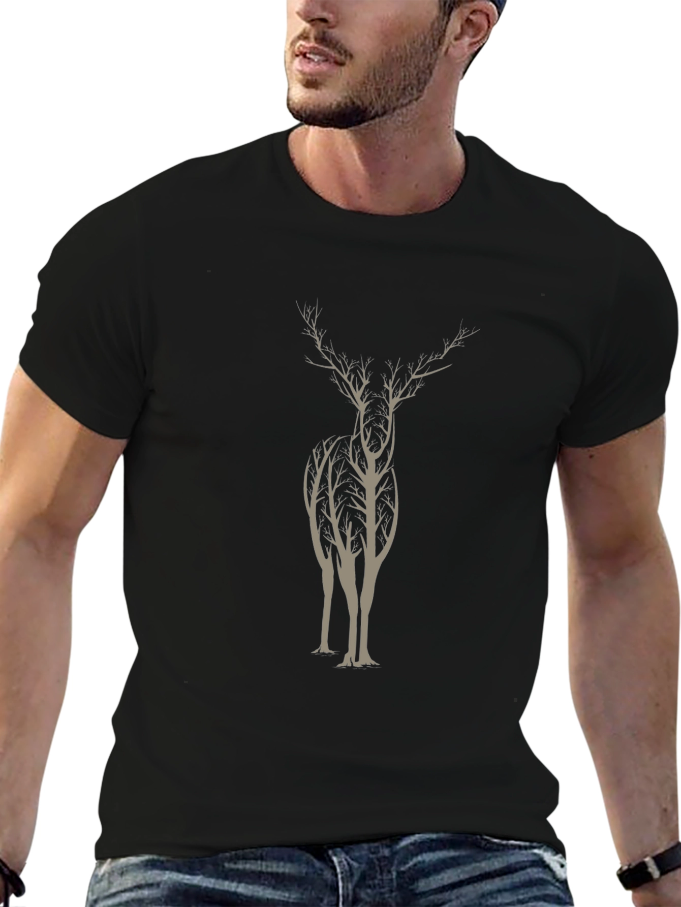 Nature-Inspired Deer Tree Graphic Tee