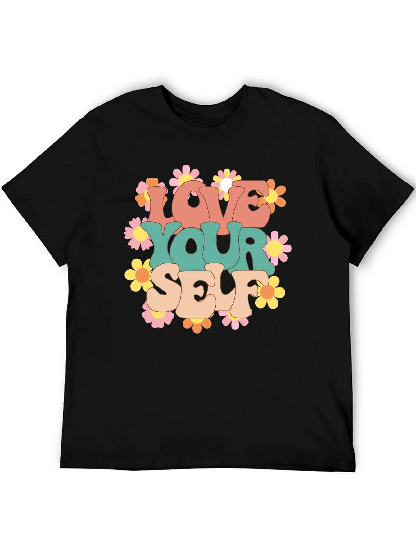 Love Yourself Graphic Tee - Retro Floral Design