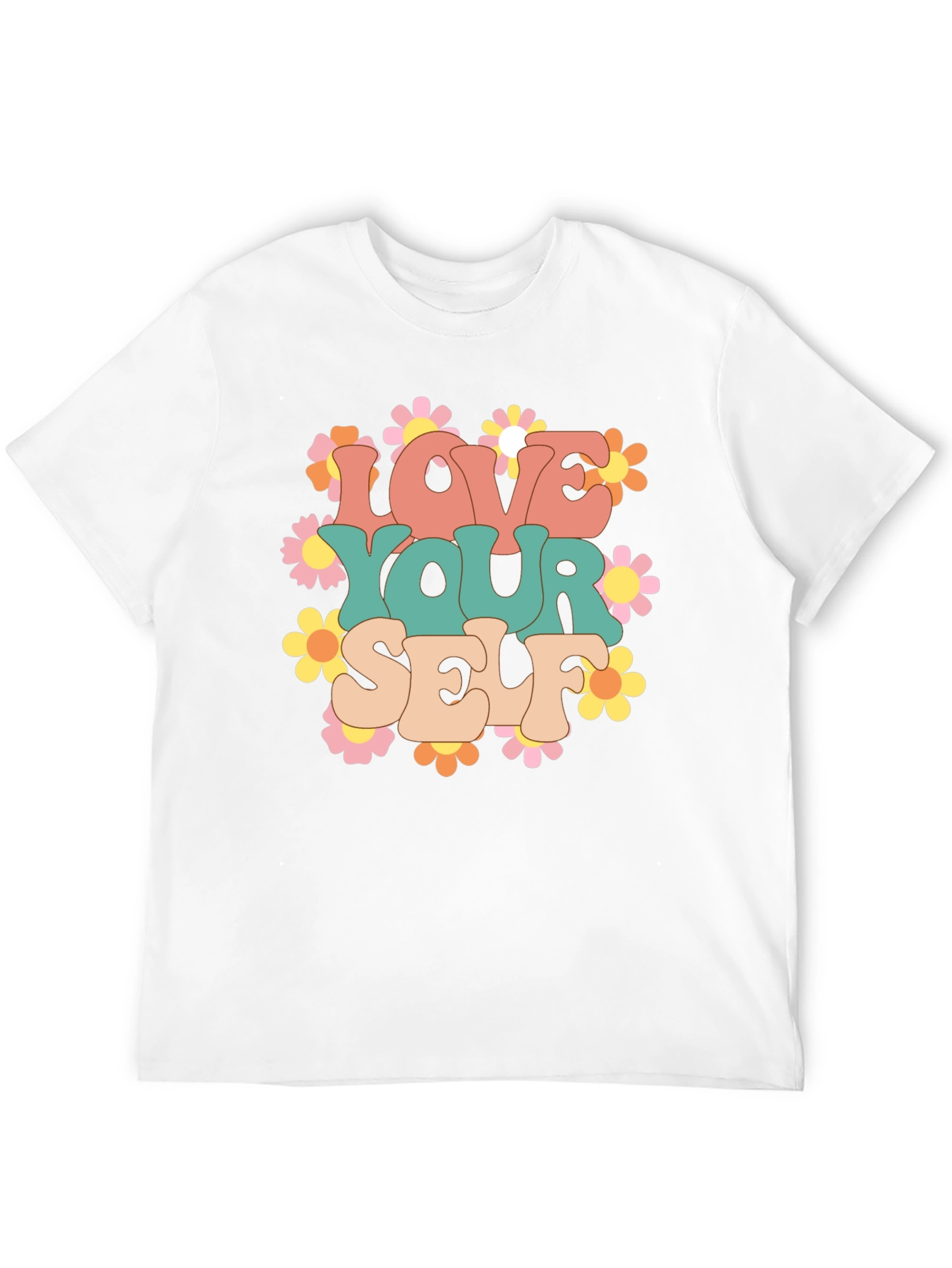Love Yourself Graphic Tee - Retro Floral Design