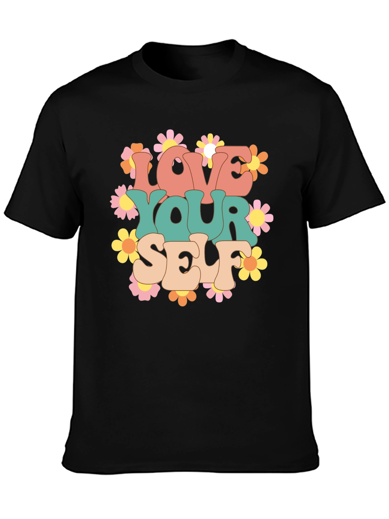 Love Yourself Graphic Tee - Retro Floral Design
