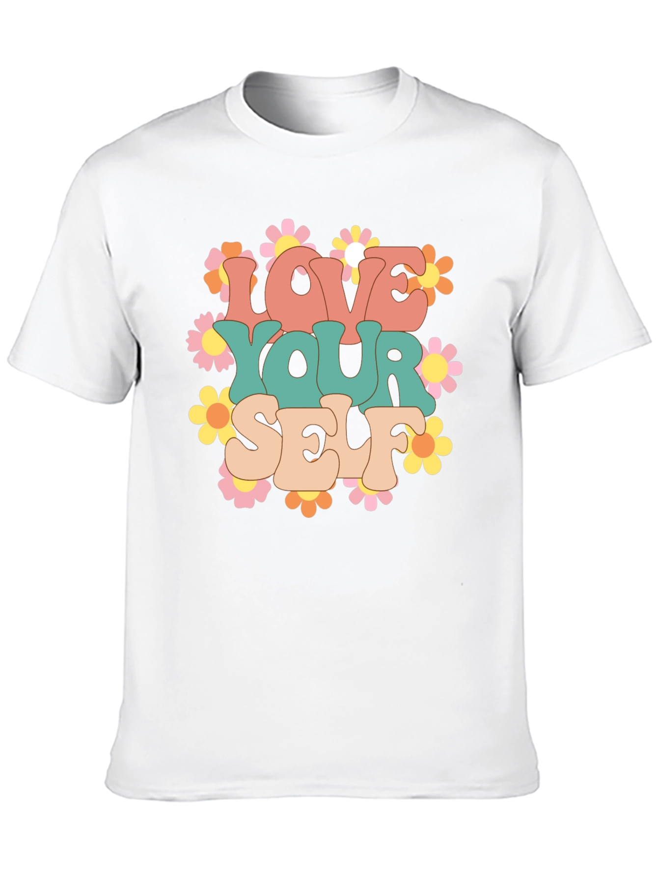 Love Yourself Graphic Tee - Retro Floral Design