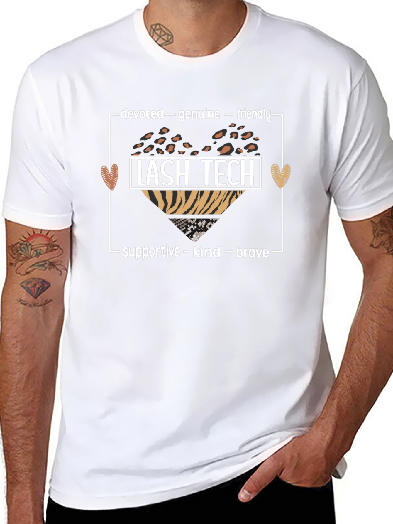 Lash Tech Heart Graphic T-Shirt - Devoted Genuine Friendly