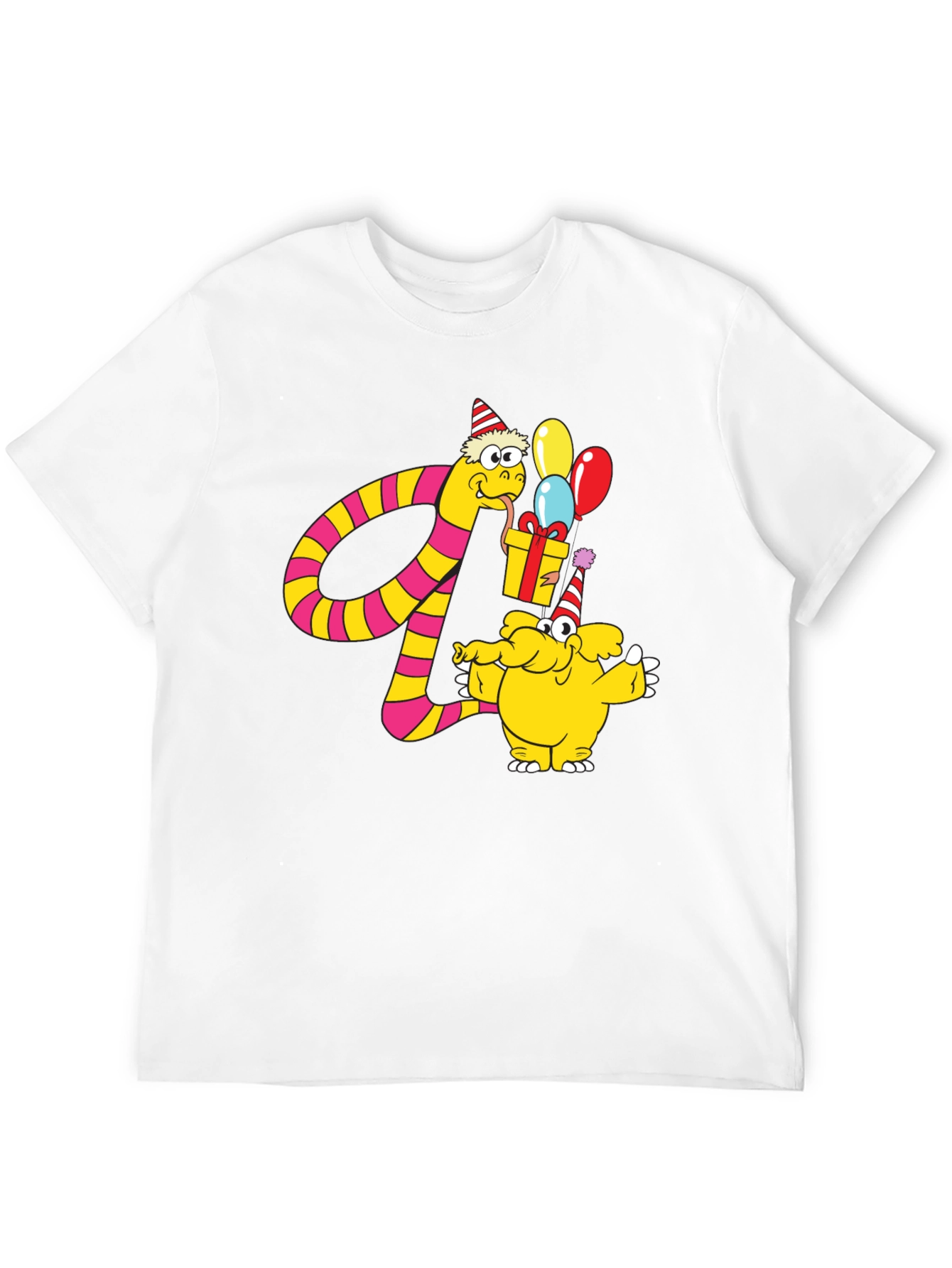 Cartoon Snake & Elephant T-Shirt - Birthday Celebration