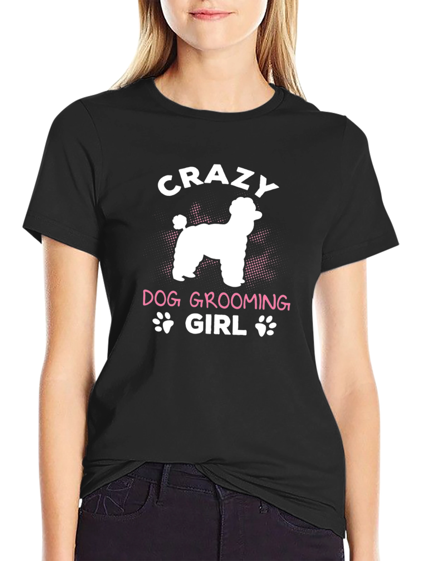 Crazy Dog Grooming Girl Graphic Tee