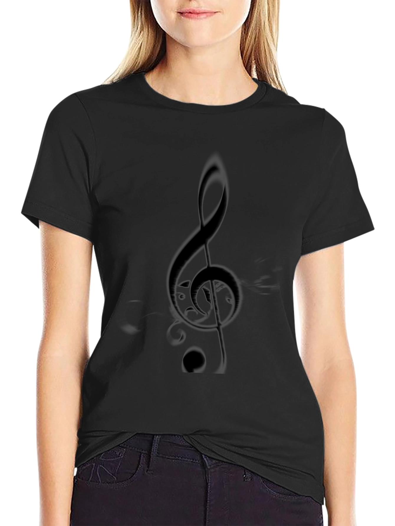 Black Music Note Graphic Tee - Stylish Casual Wear