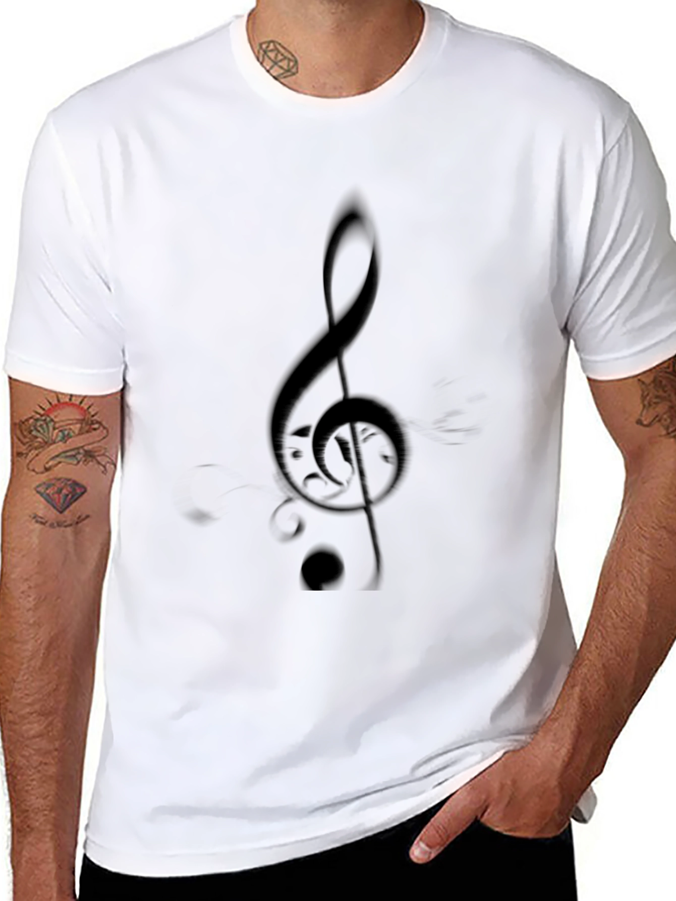 Black Music Note Graphic Tee - Stylish Casual Wear