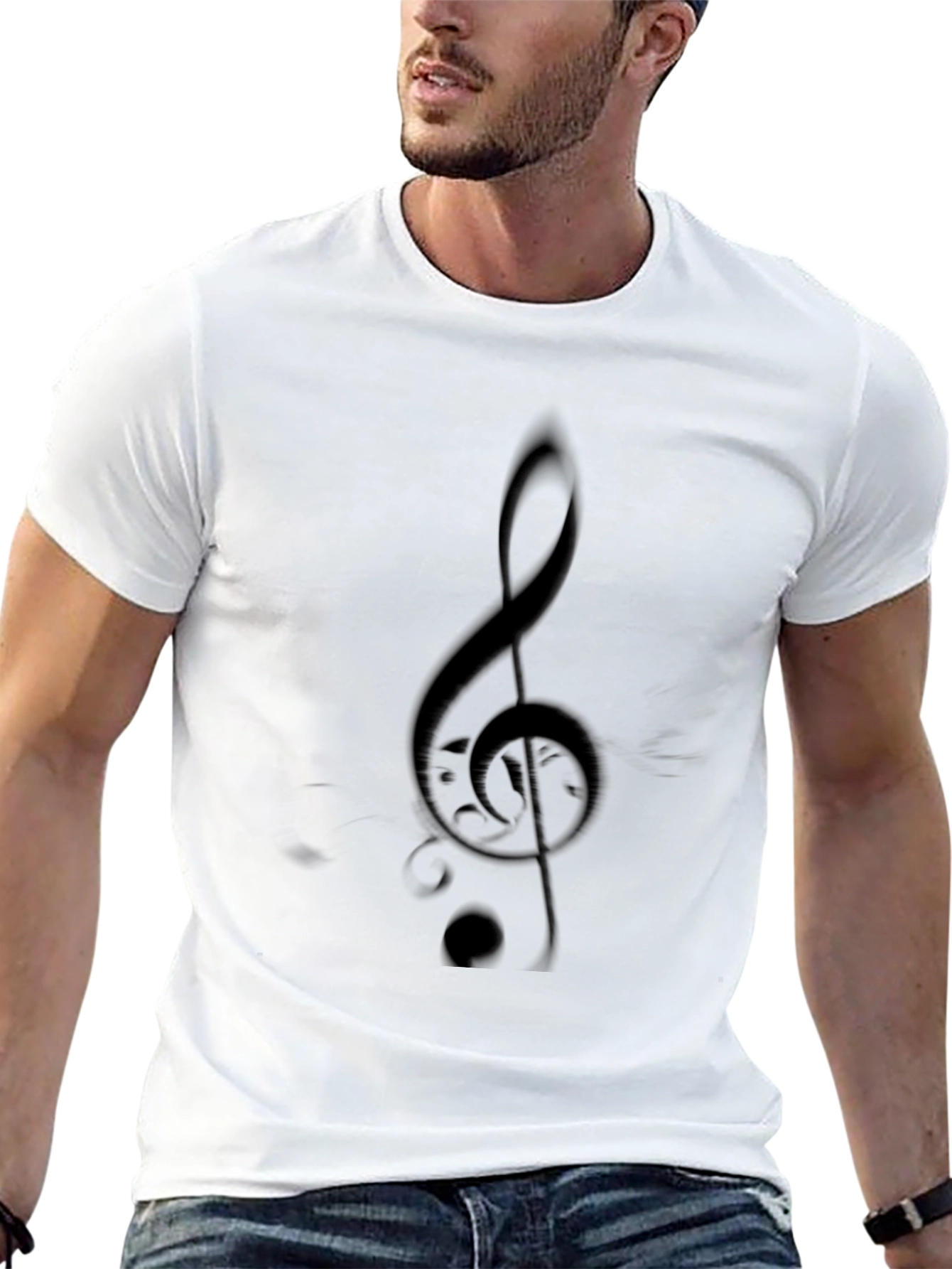 Black Music Note Graphic Tee - Stylish Casual Wear