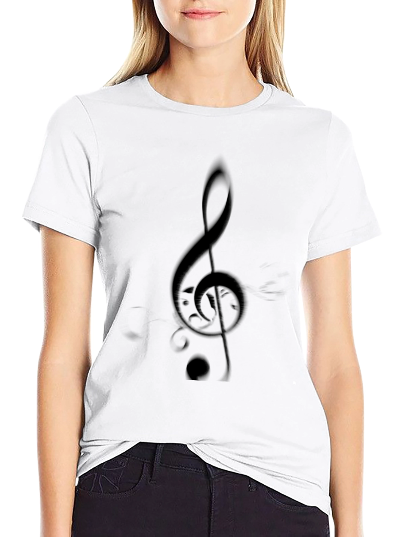 Black Music Note Graphic Tee - Stylish Casual Wear