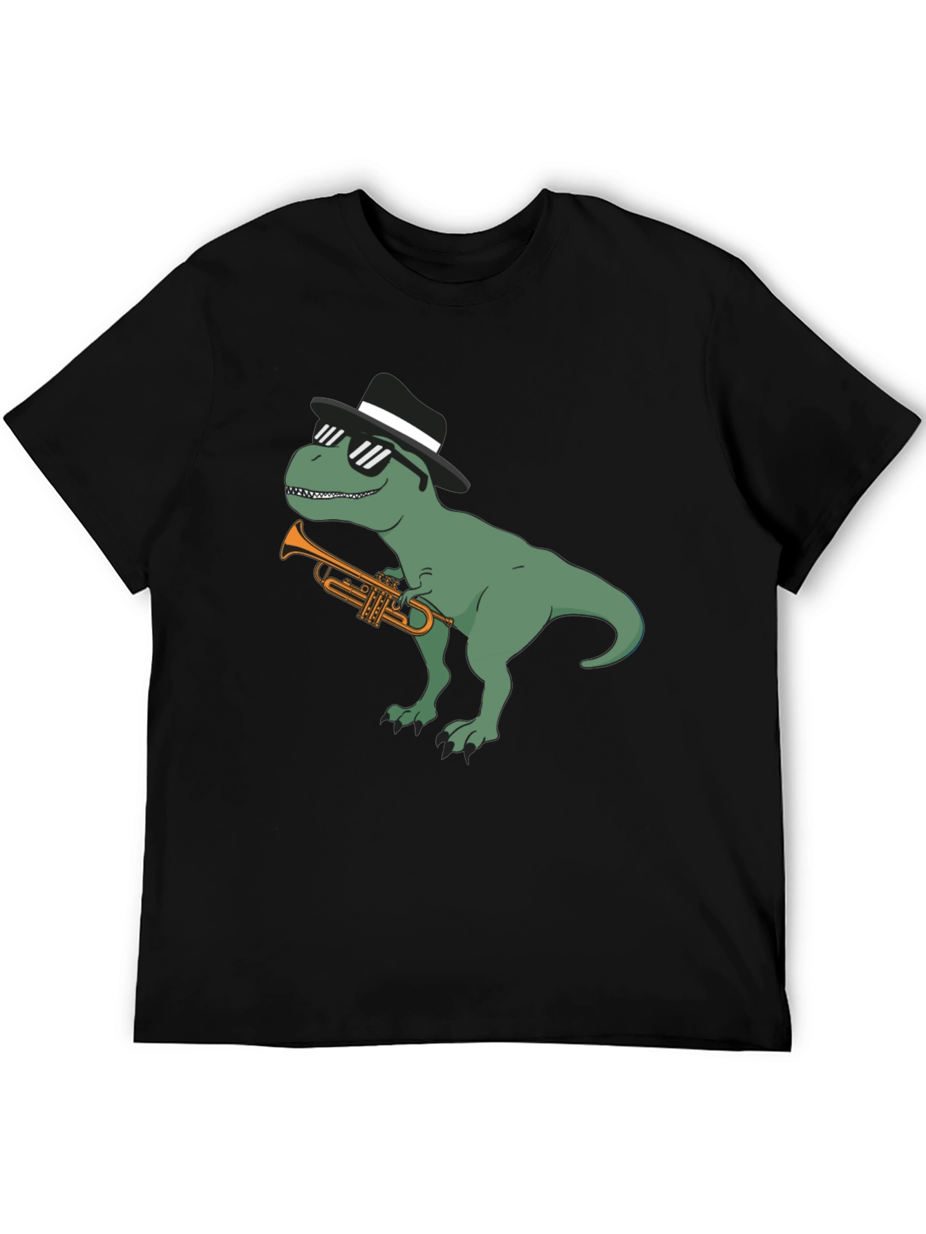 Cool Dinosaur Trumpet Player Graphic T-Shirt