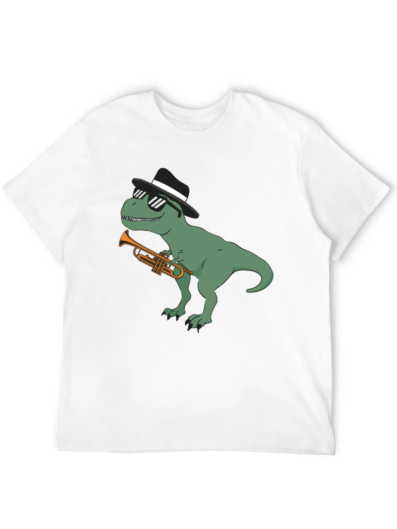 Cool Dinosaur Trumpet Player Graphic T-Shirt