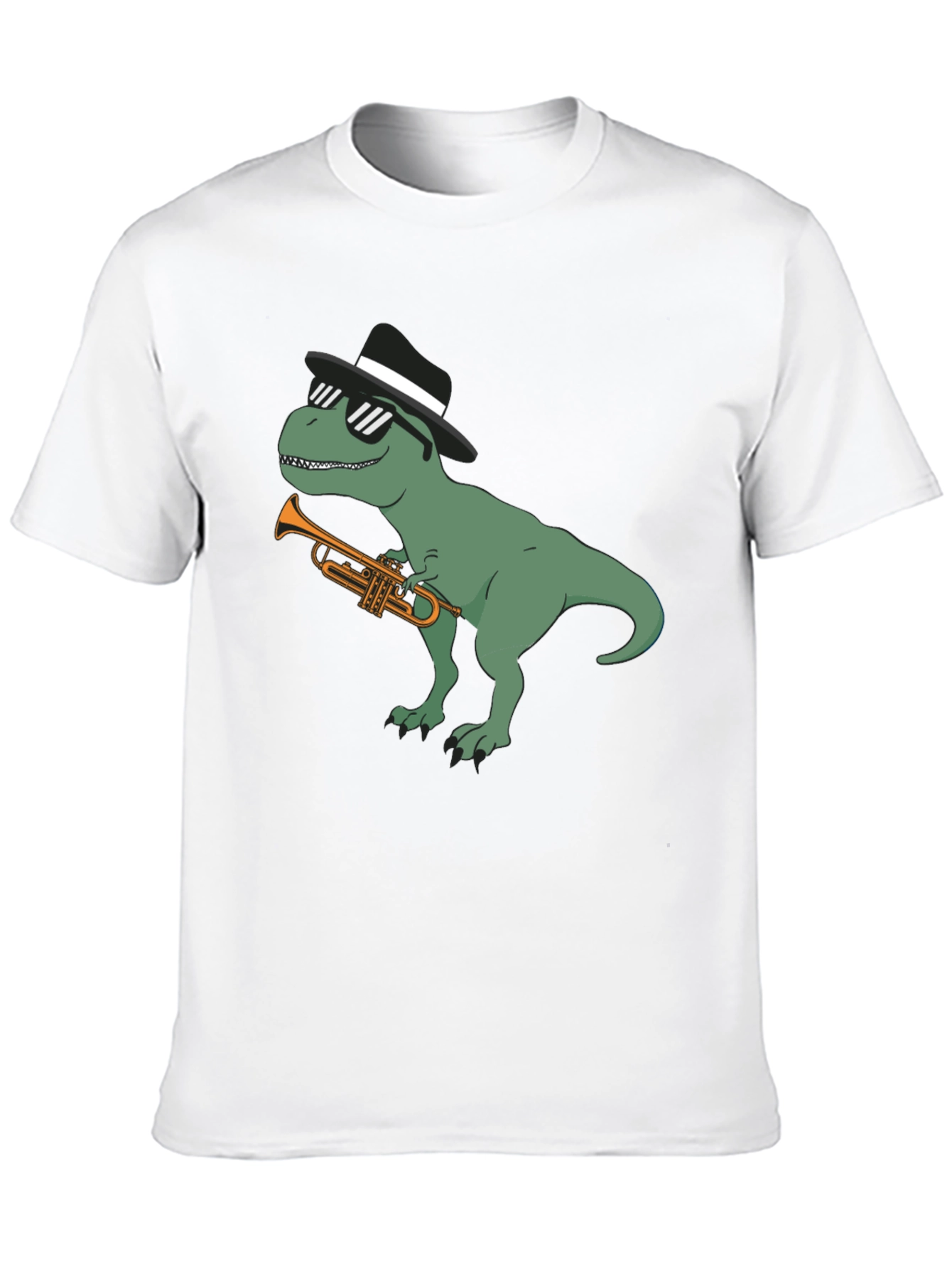 Cool Dinosaur Trumpet Player Graphic T-Shirt