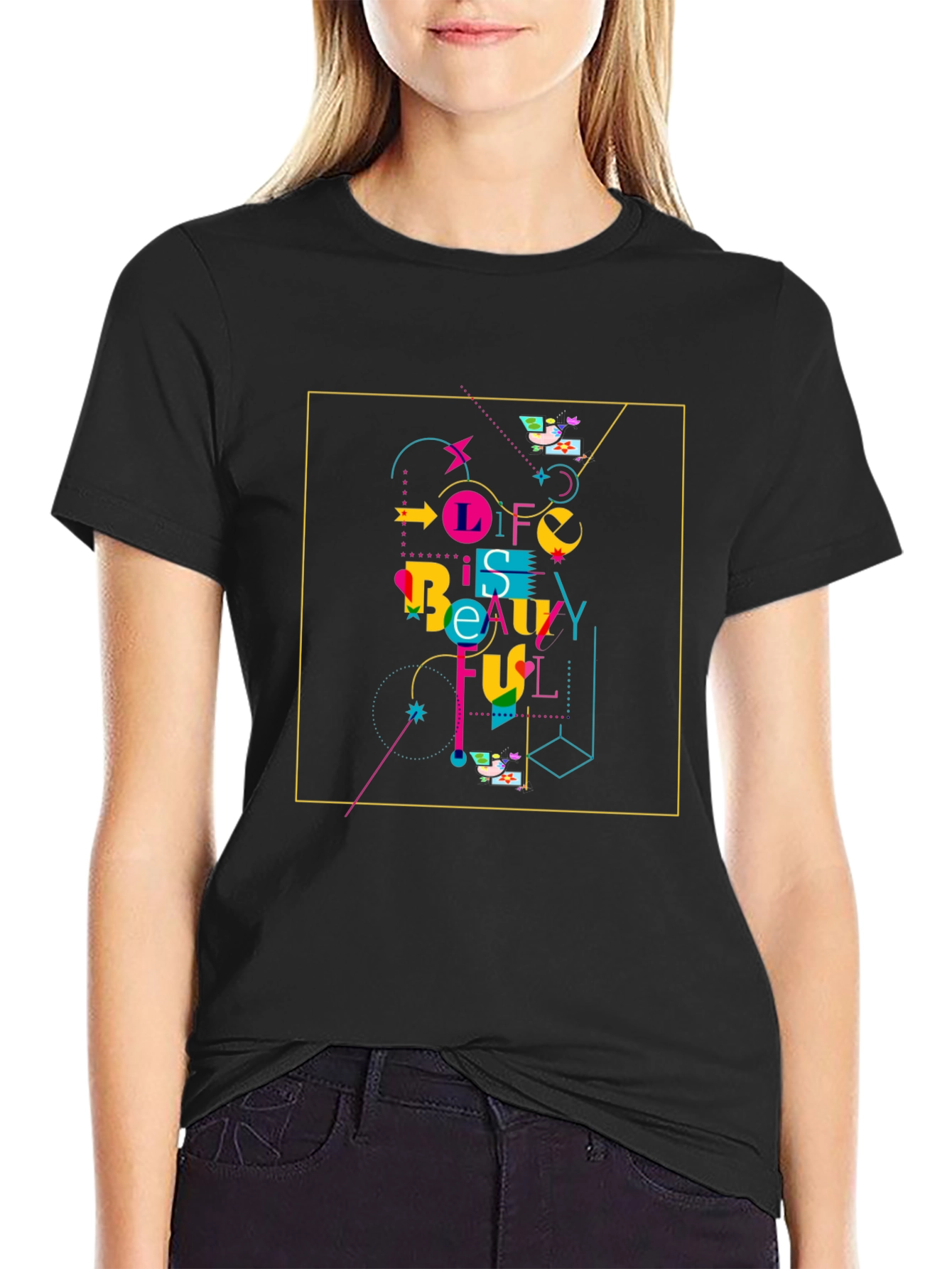 Life Is Beautiful Graphic Tee - Stylish Black T-Shirt