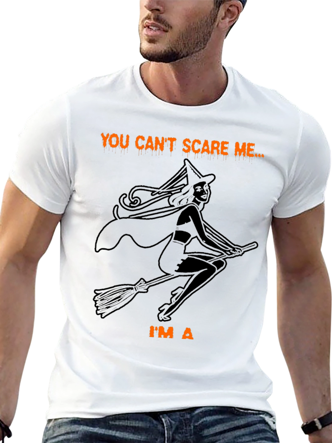 Halloween Witch T-Shirt - You Cant Scare Me