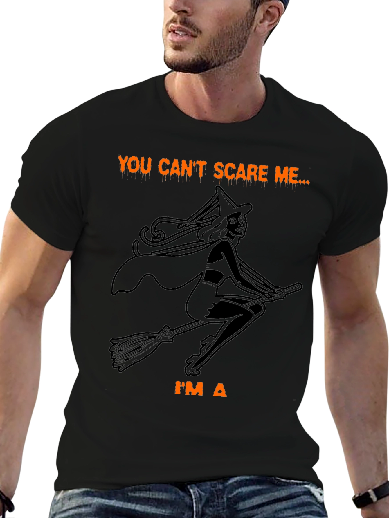 Halloween Witch T-Shirt - You Cant Scare Me