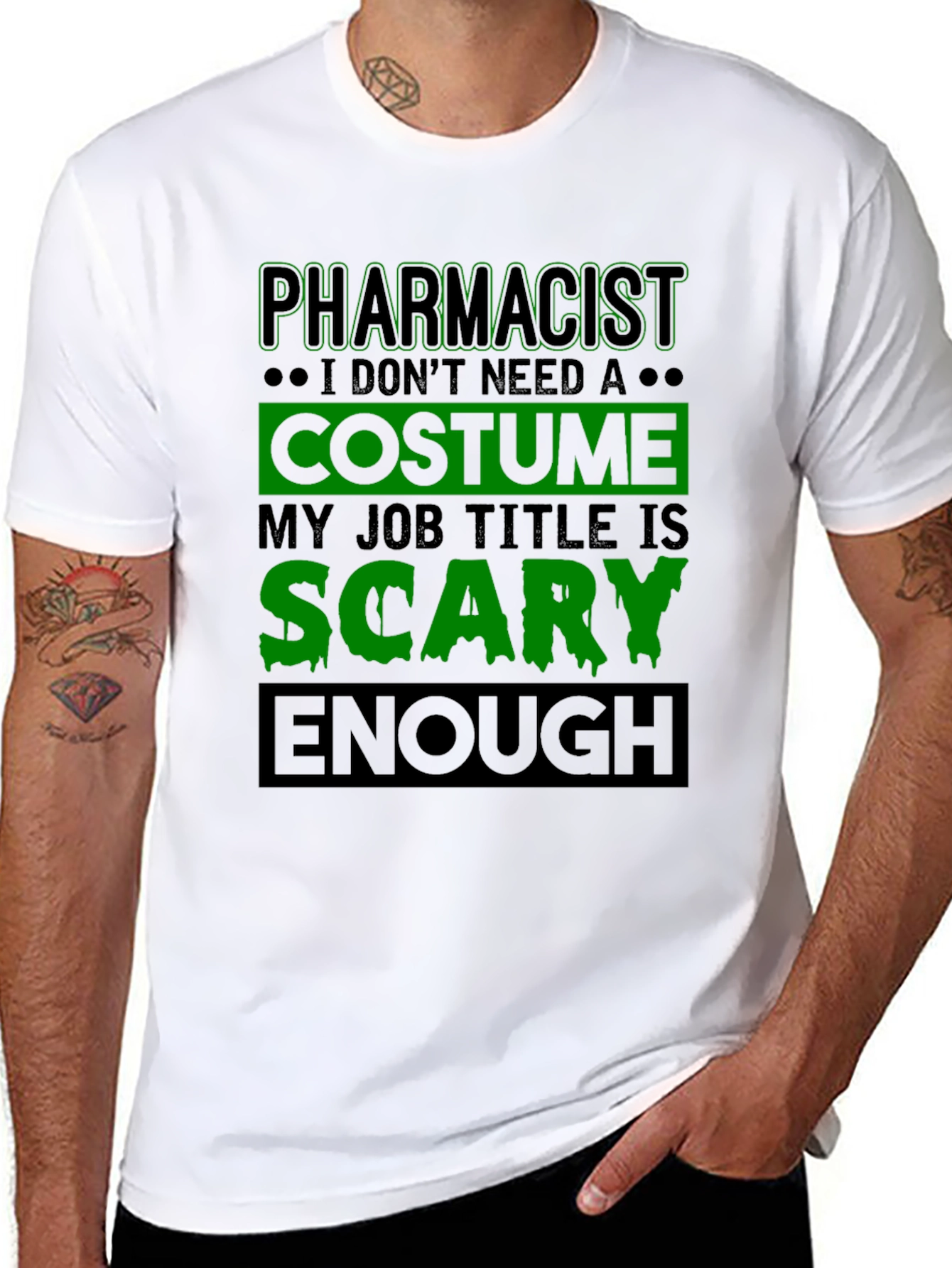 Pharmacist Scary Enough Costume Job Title T-Shirt