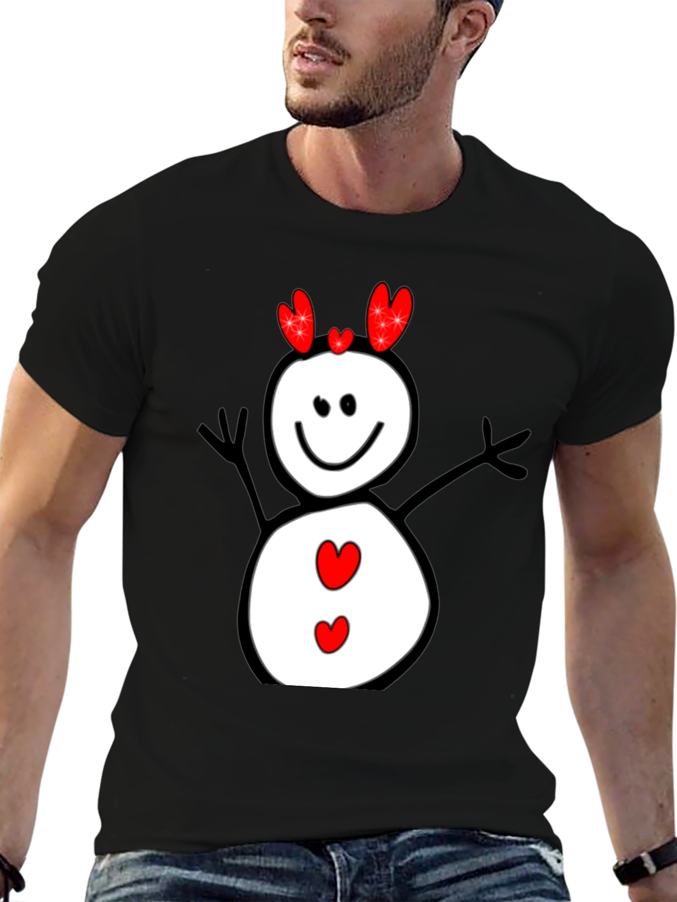 Snowman Heart Valentines T-Shirt
