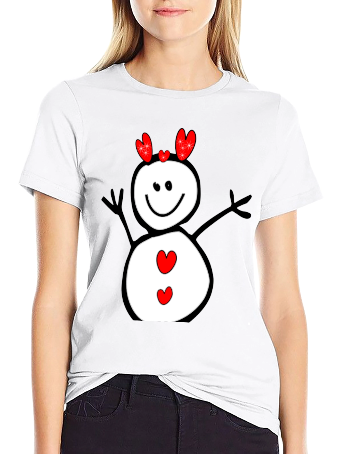 Snowman Heart Valentines T-Shirt