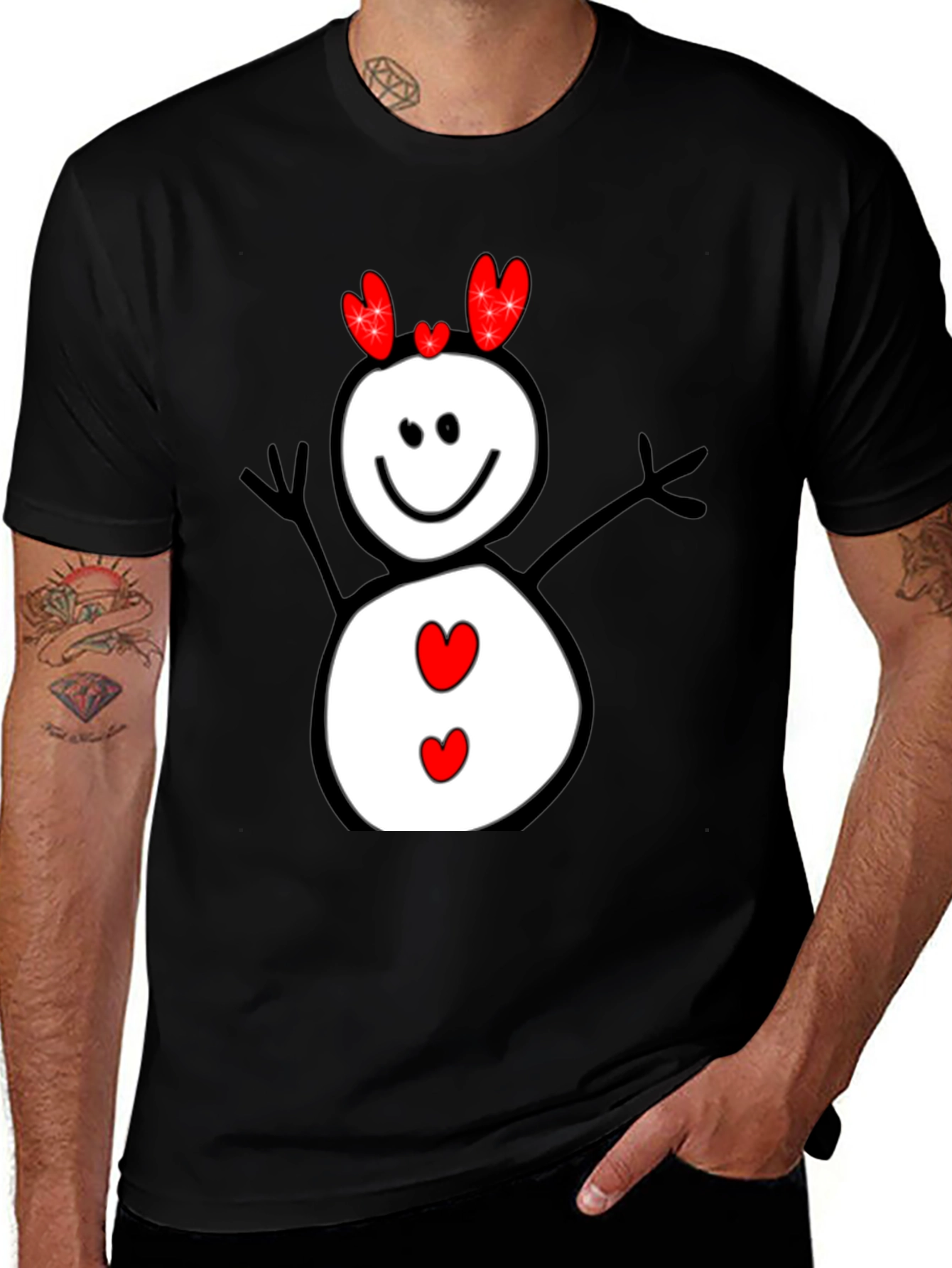 Snowman Heart Valentines T-Shirt