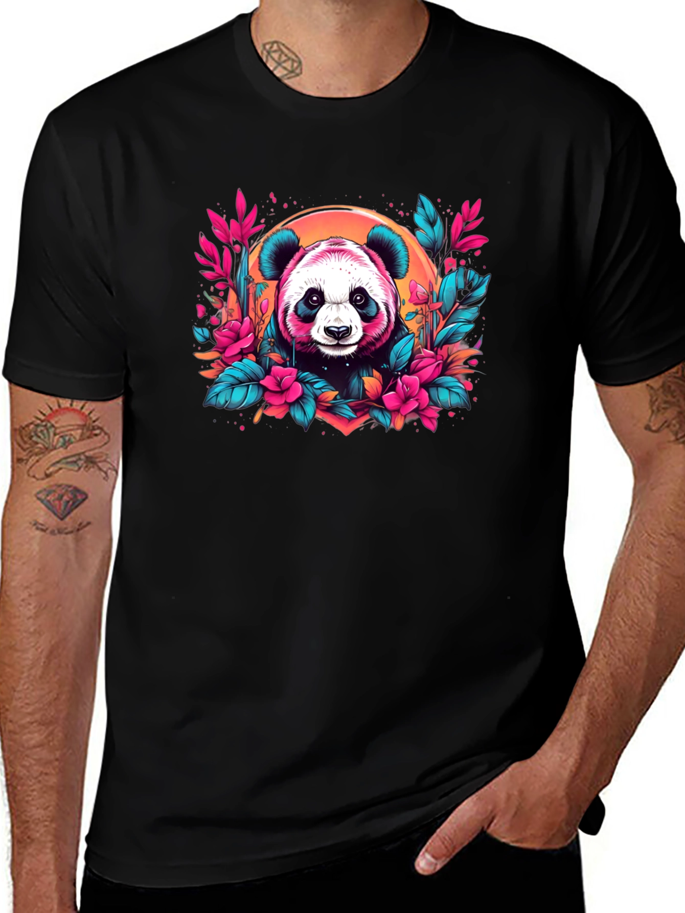 Panda Floral T-Shirt - Unique Graphic Tee