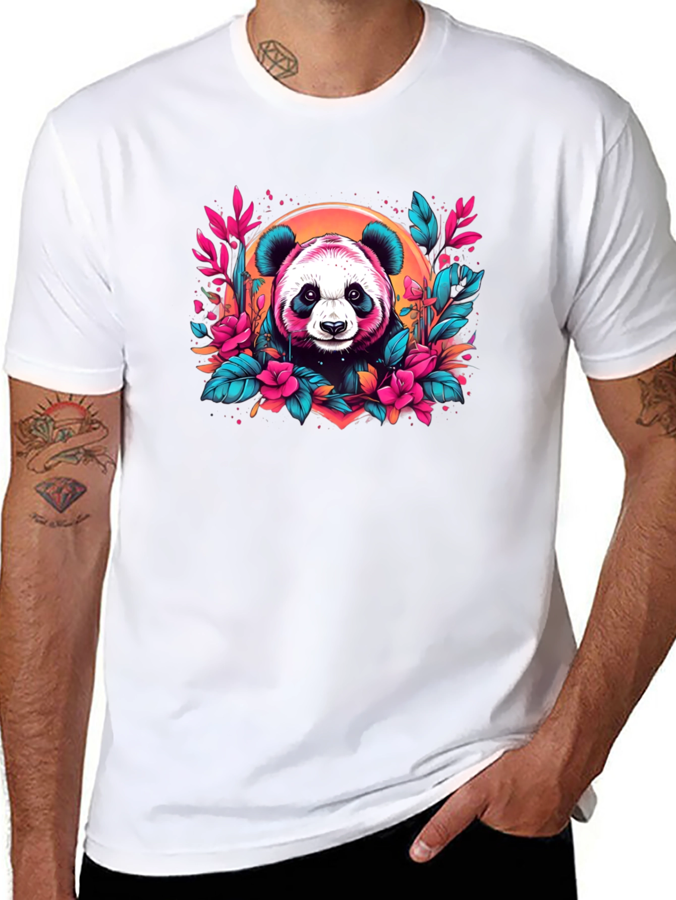 Panda Floral T-Shirt - Unique Graphic Tee