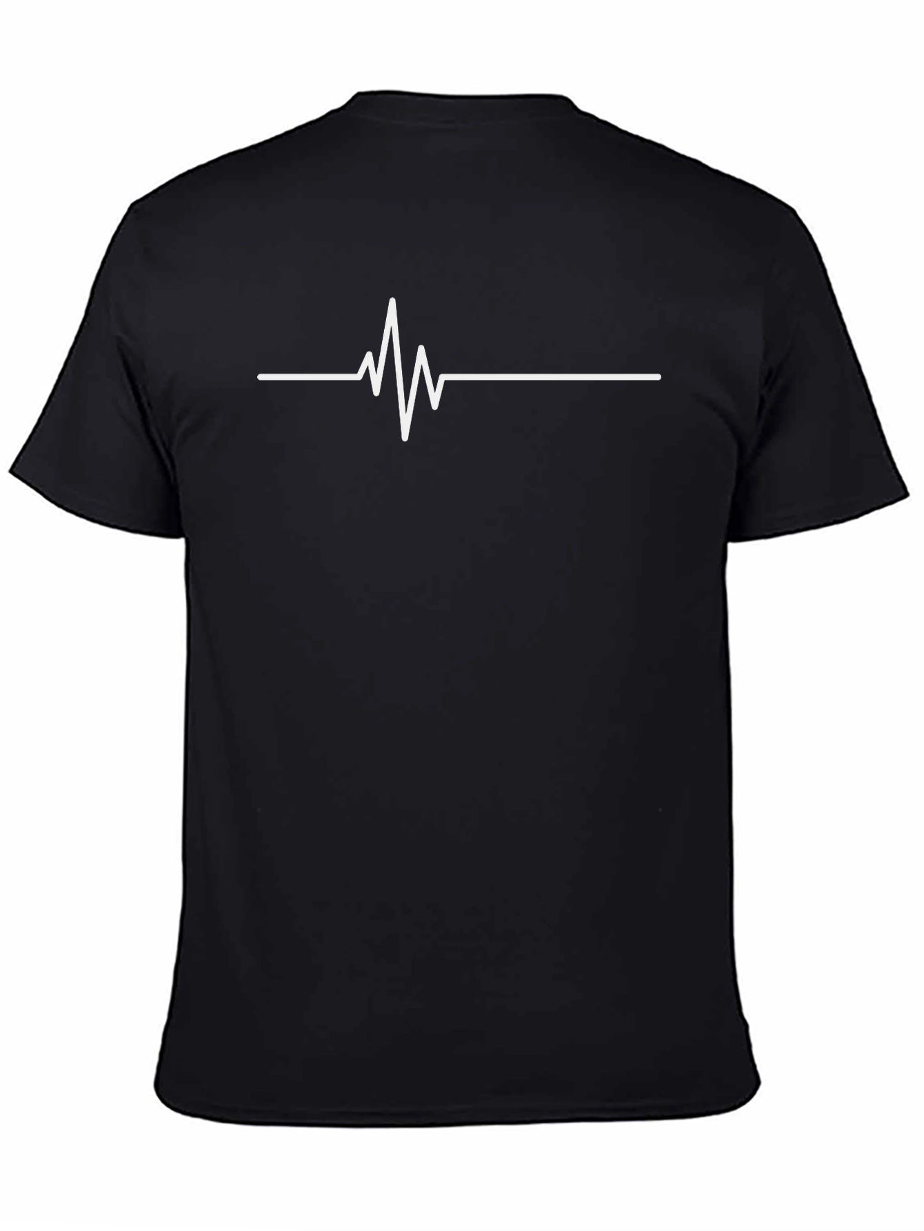 Heartbeat Line Graphic Tee - Black Cotton Comfort